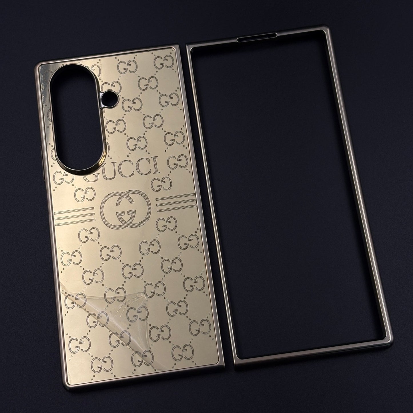 Handcrafted 24K Gold-Plated GG Pattern Case for Samsung Galaxy Z Fold 8 Ultra