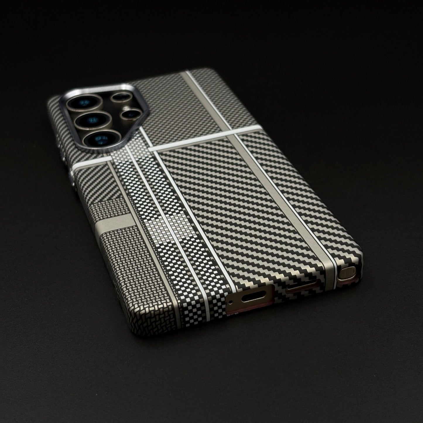 Aramid Texture Case Multi Pattern Gray for Samsung Galaxy S25 Ultra Carbon Fibre Feel | Hidden MagSafe | Ultra Slim Fit