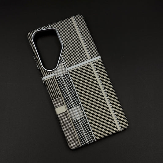 Aramid Texture Case Multi Pattern Gray for Samsung Galaxy S24 Ultra Carbon Fibre Feel | Hidden MagSafe | Ultra Slim Fit