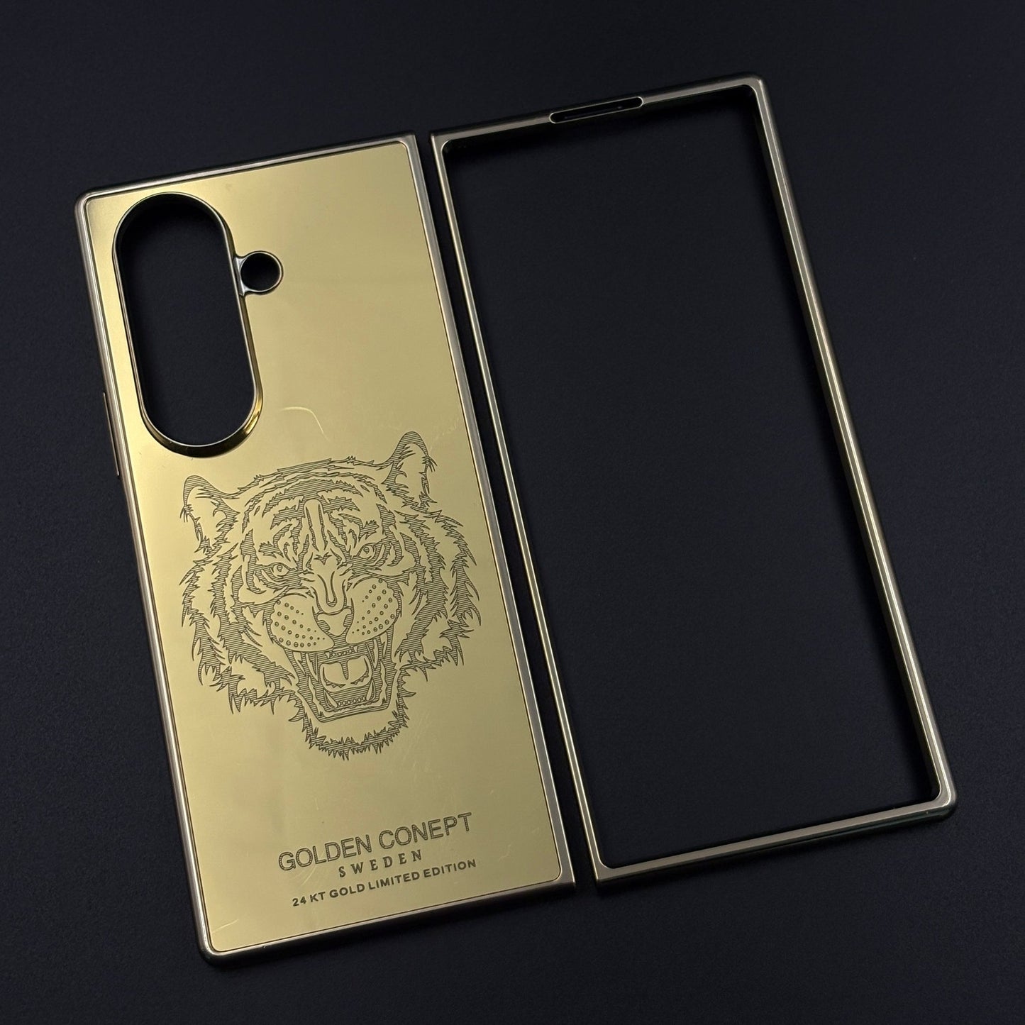 Handcrafted 24K Gold-Plated Tiger Case for Samsung Galaxy Z Fold 8 Ultra