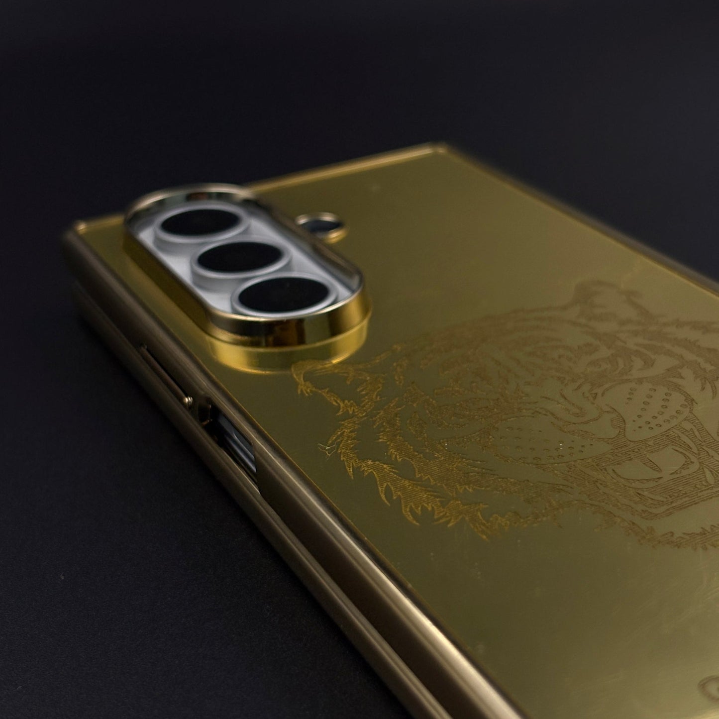 Handcrafted 24K Gold-Plated Tiger Case for Samsung Galaxy Z Fold 8 Ultra