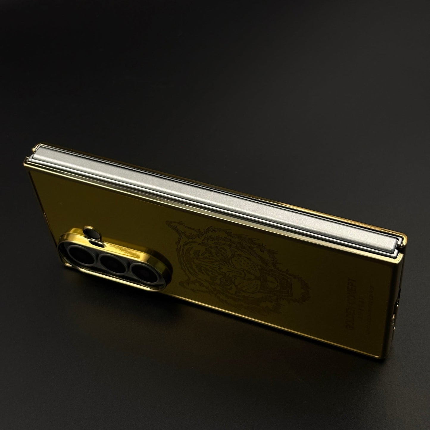 Handcrafted 24K Gold-Plated Tiger Case for Samsung Galaxy Z Fold 8 Ultra