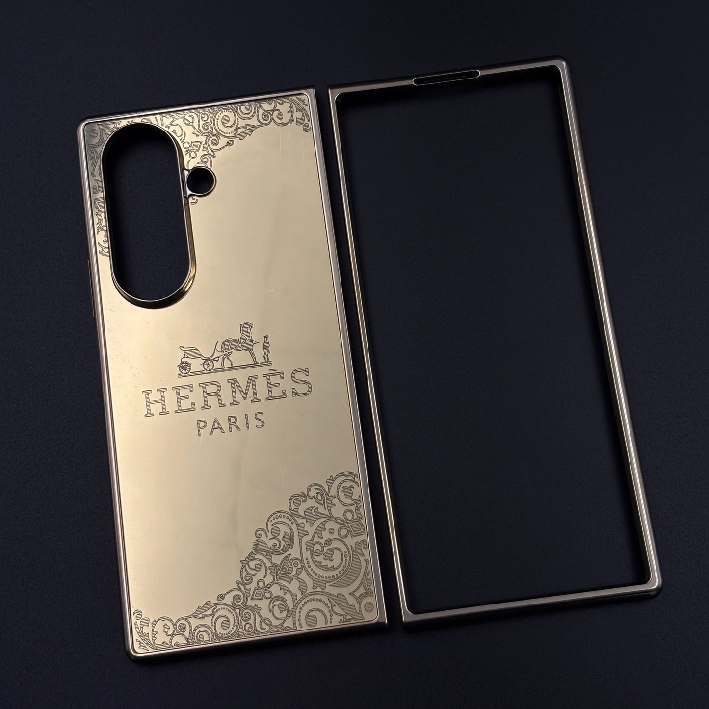 Handcrafted 24K Gold-Plated Fashion Brand HMS Case for Samsung Galaxy Z Fold 8 Ultra