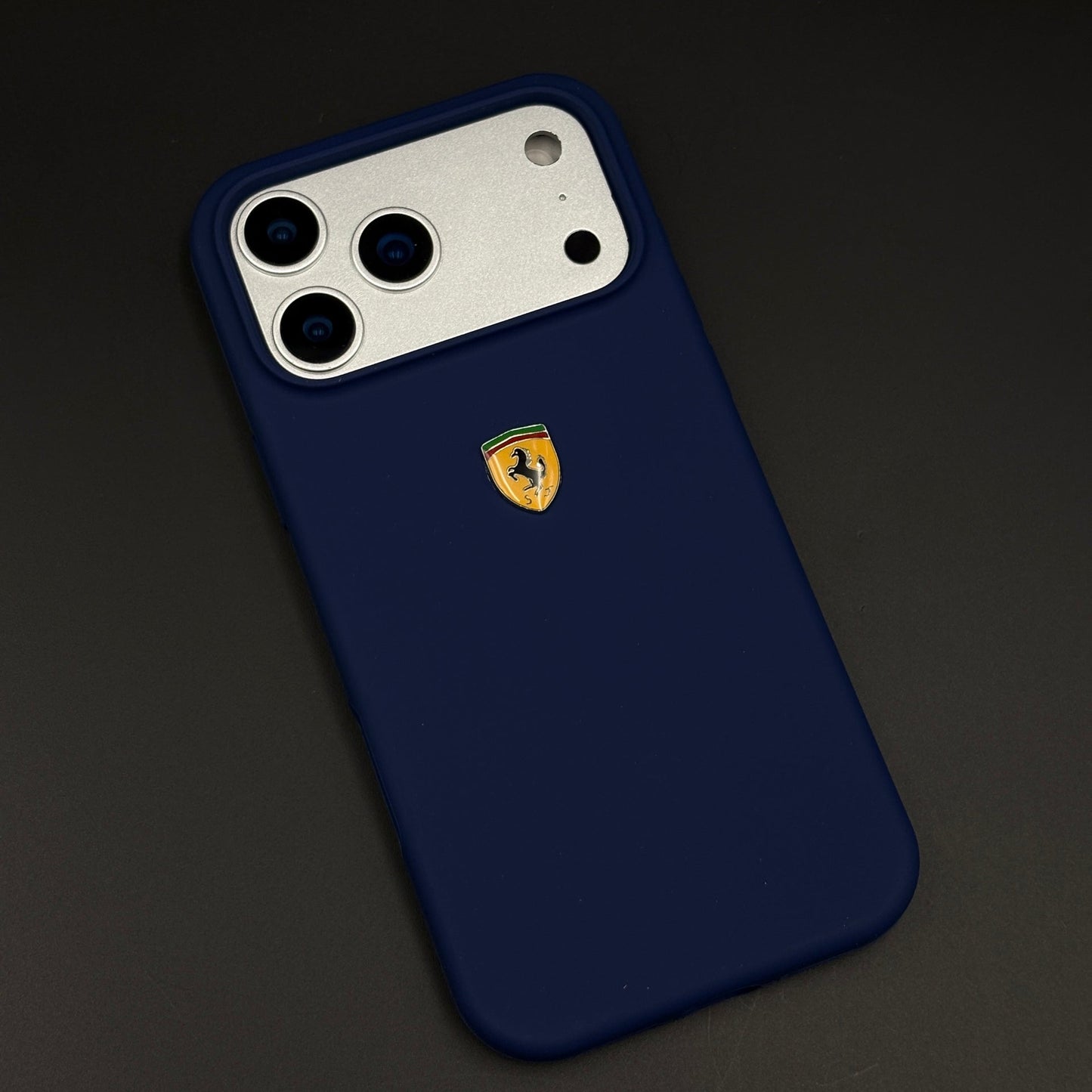 FR Edition Smooth Silk Feel Blue Silicone Phone Case Cover for iPhone 17 Series | Sporty Luxury Finish