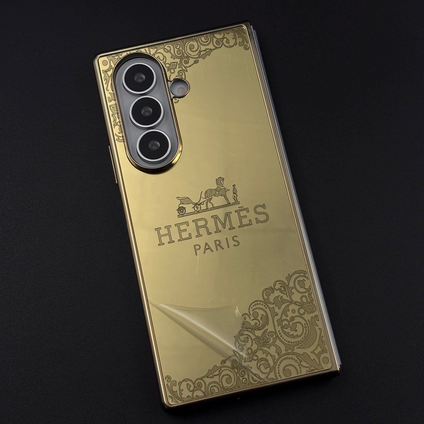 Handcrafted 24K Gold-Plated Fashion Brand HMS Case for Samsung Galaxy Z Fold 8 Ultra