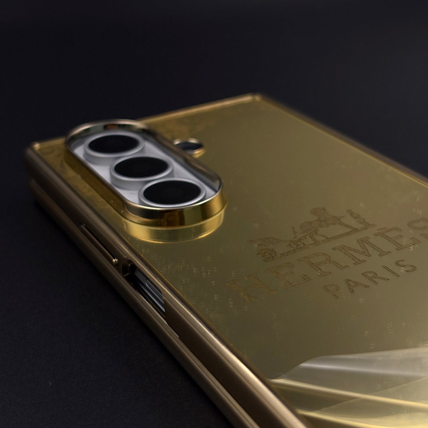 Handcrafted 24K Gold-Plated Fashion Brand HMS Case for Samsung Galaxy Z Fold 8 Ultra