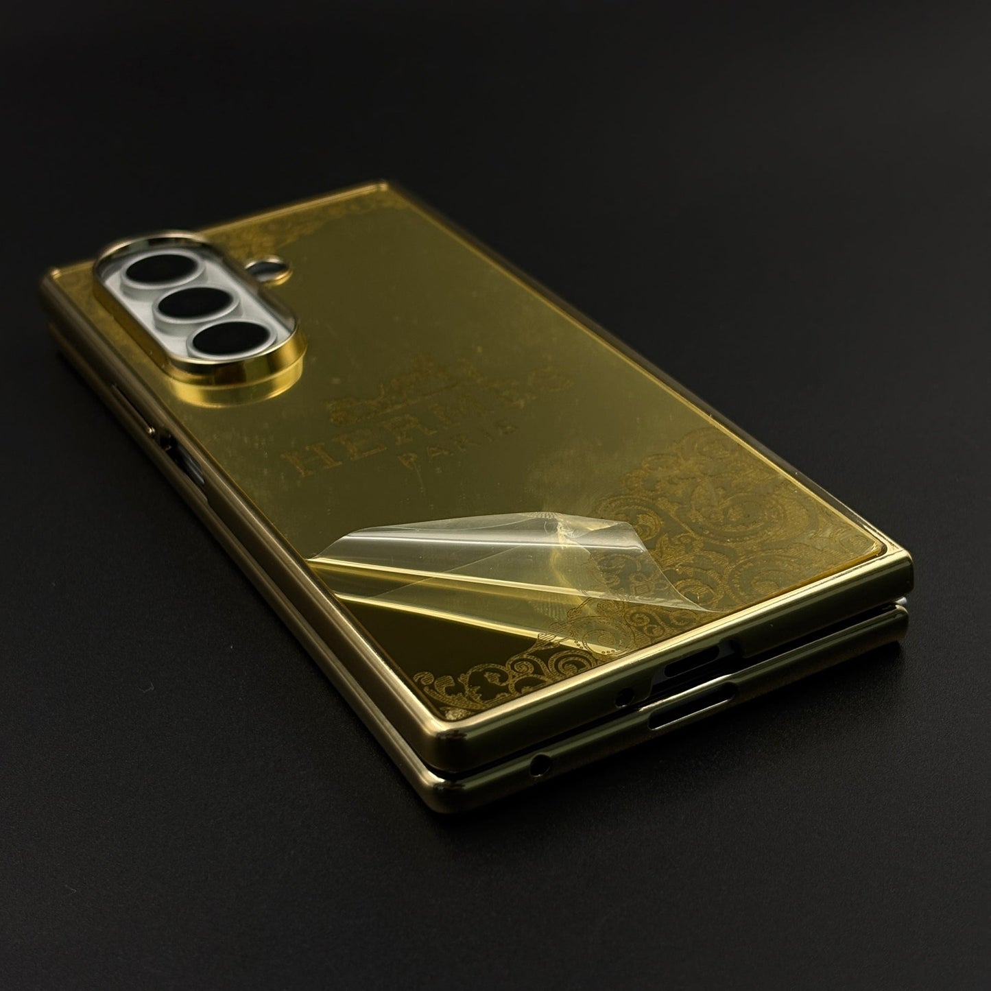 Handcrafted 24K Gold-Plated Fashion Brand HMS Case for Samsung Galaxy Z Fold 8 Ultra