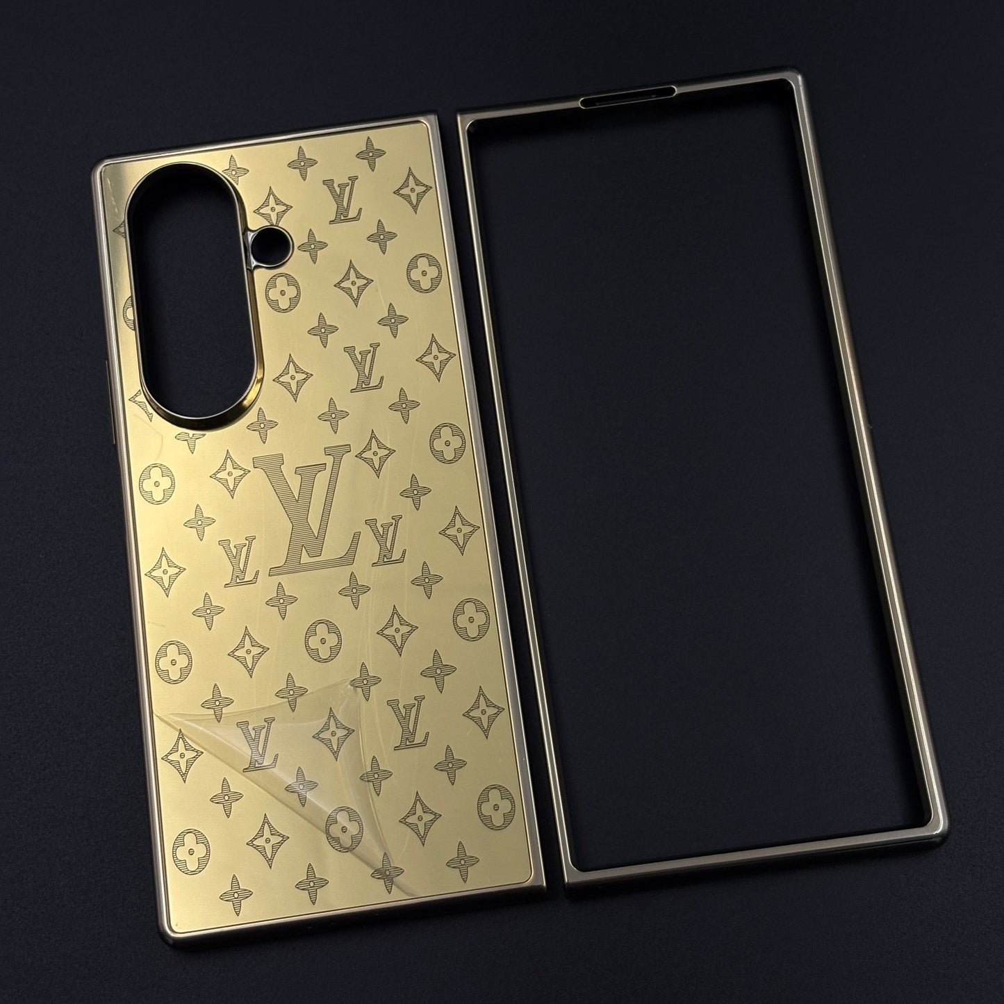 Handcrafted 24K Gold-Plated Fashion Brand Pattern Case for Samsung Galaxy Z Fold 8 Ultra