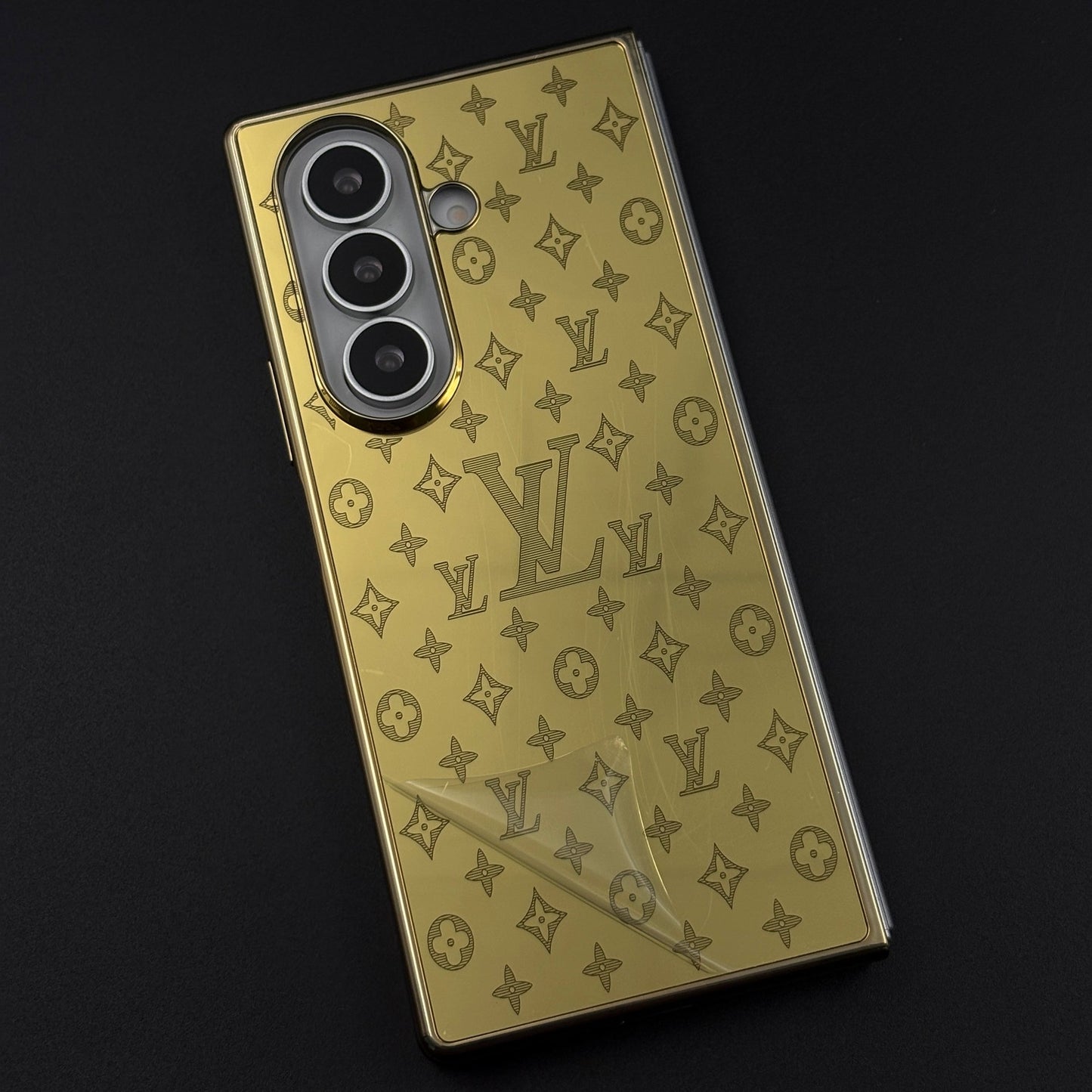 Handcrafted 24K Gold-Plated Fashion Brand Pattern Case for Samsung Galaxy Z Fold 8 Ultra