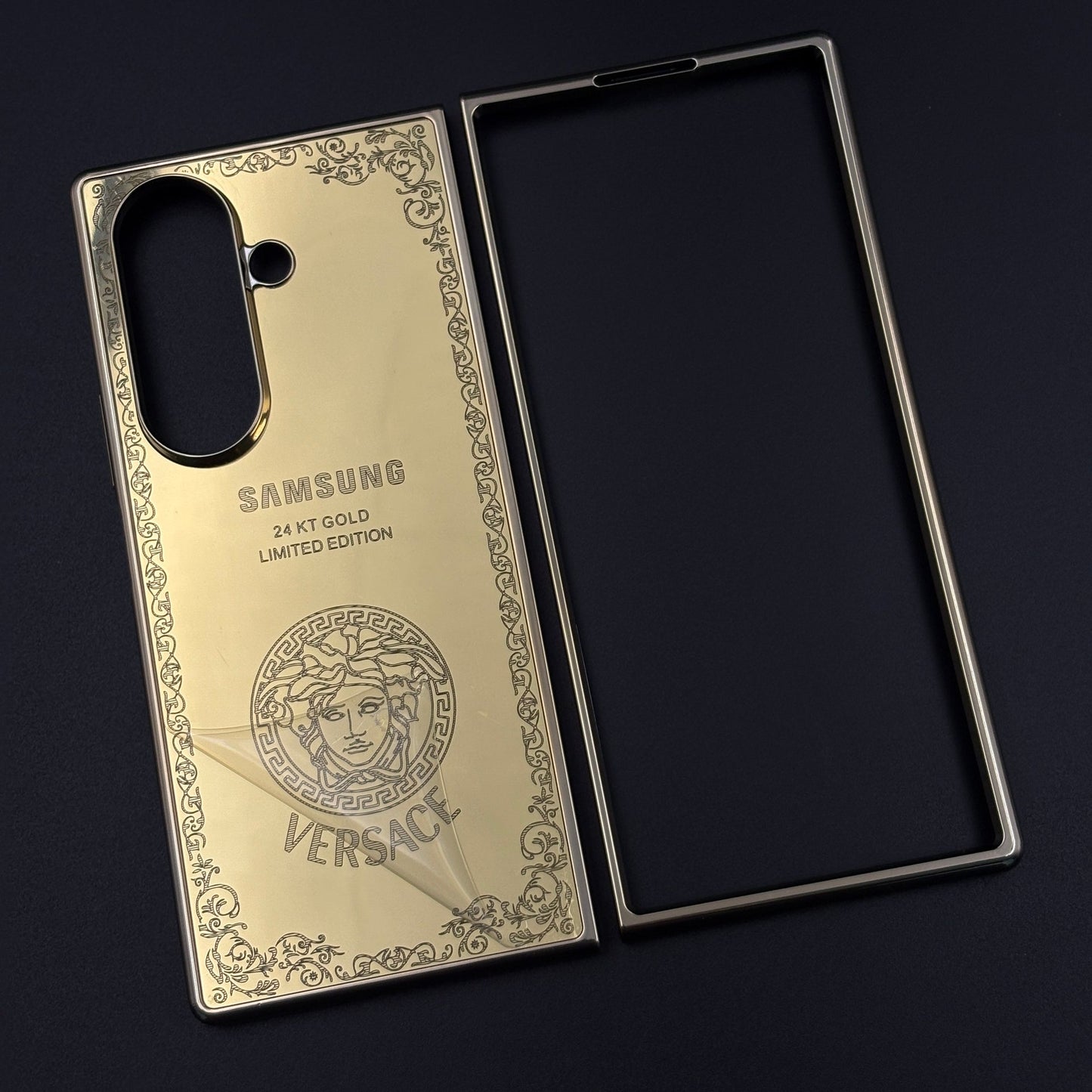 Handcrafted 24K Gold Plated VS Logo Case for Samsung Galaxy Z Fold 8 Ultra | Luxury Limited Edition Cover