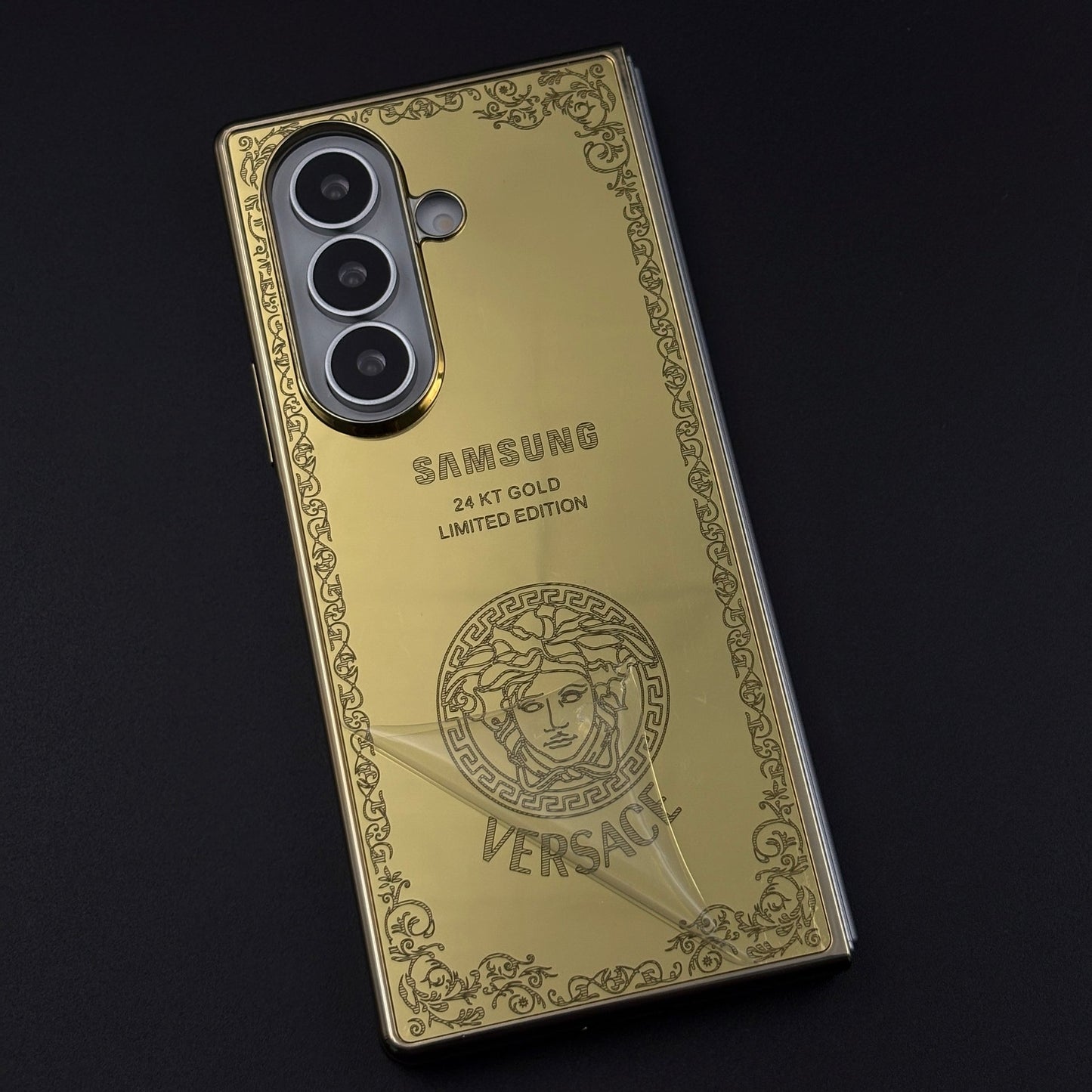 Handcrafted 24K Gold Plated VS Logo Case for Samsung Galaxy Z Fold 8 Ultra | Luxury Limited Edition Cover