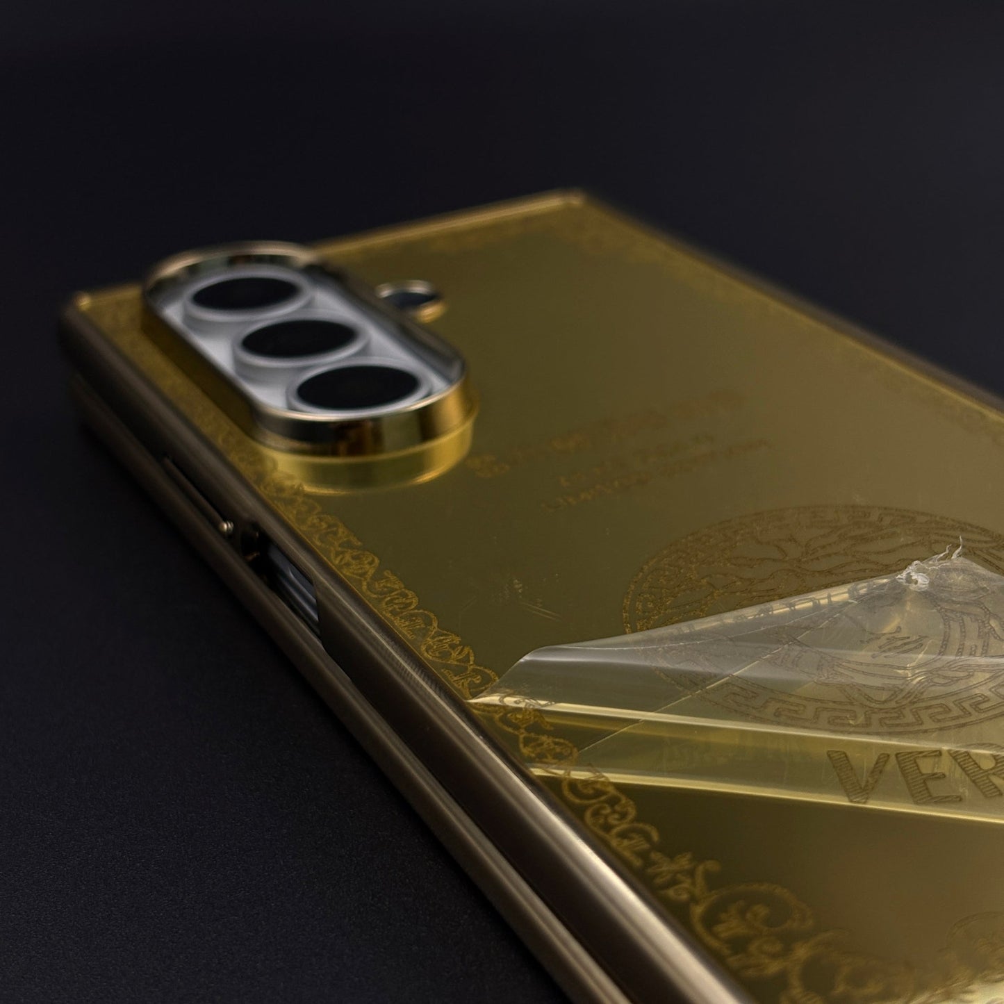 Handcrafted 24K Gold Plated VS Logo Case for Samsung Galaxy Z Fold 8 Ultra | Luxury Limited Edition Cover