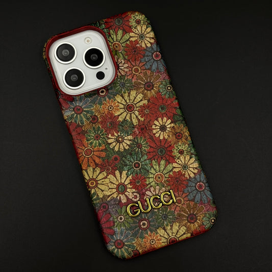 GG Vintage Floral Leather Case for iPhone Series | Luxury Designer Cover