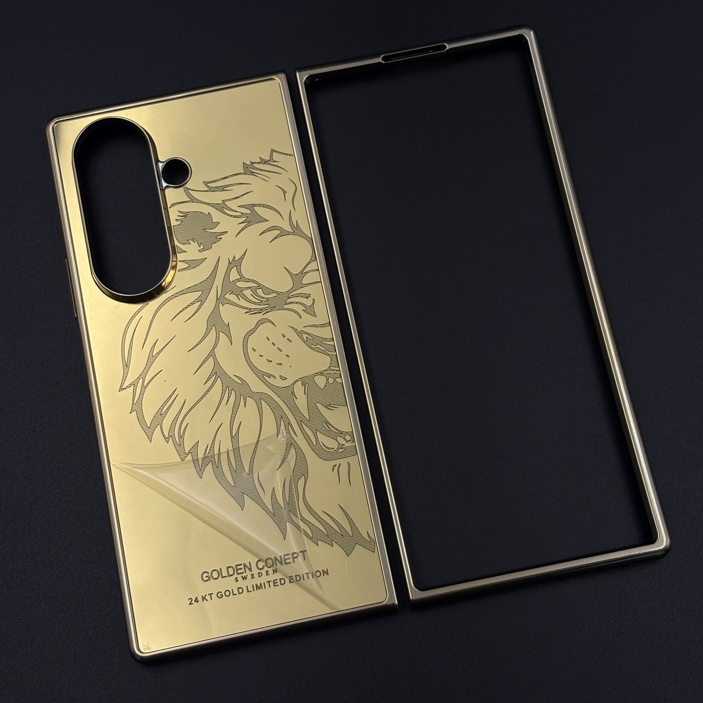Handcrafted 24K Gold Plated Lion The King Case for Samsung Galaxy Z Fold 8 Ultra | Luxury Limited Edition Cover