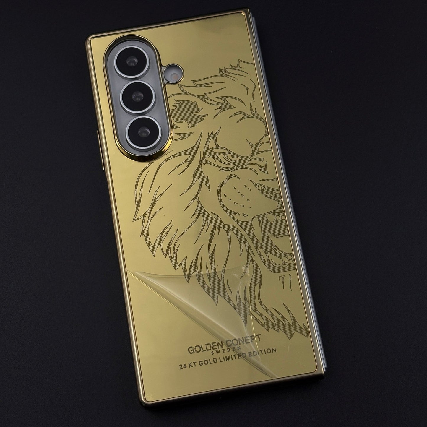 Handcrafted 24K Gold Plated Lion The King Case for Samsung Galaxy Z Fold 8 Ultra | Luxury Limited Edition Cover