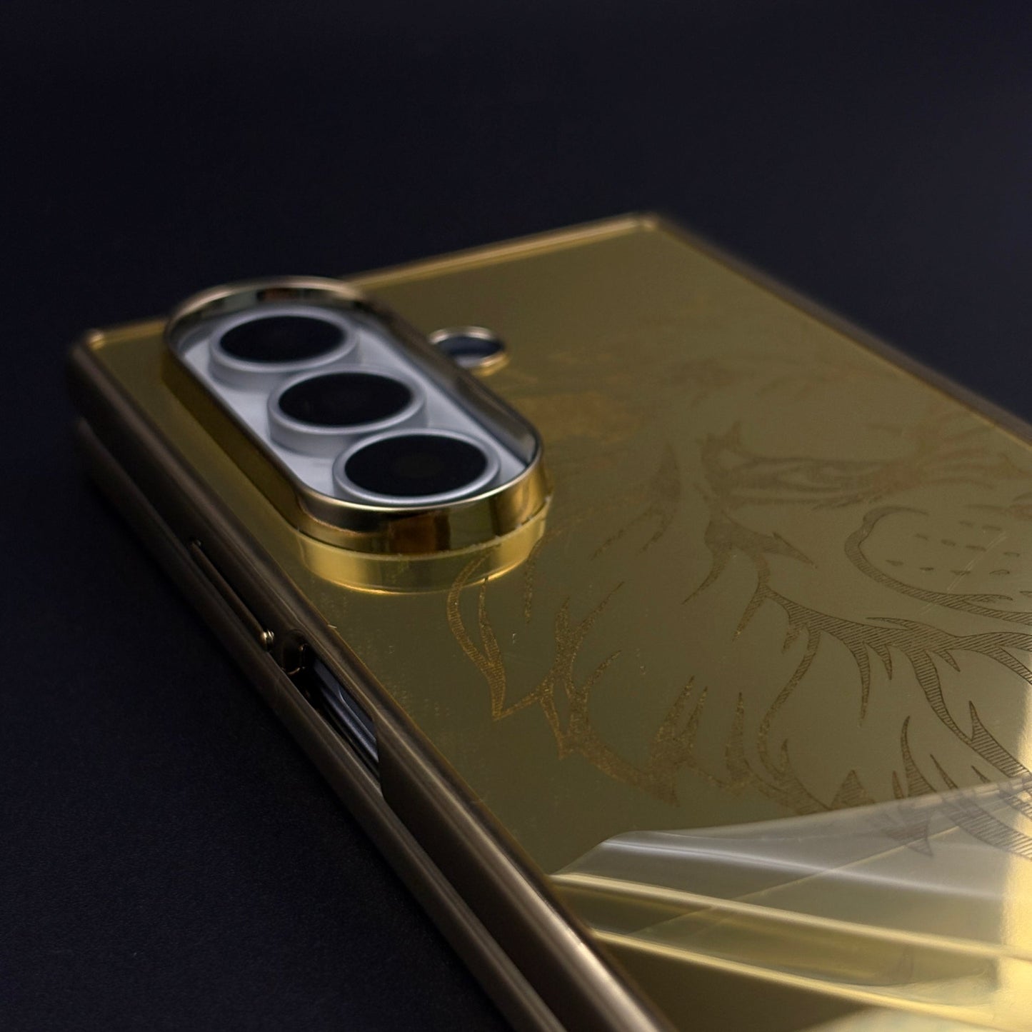 Handcrafted 24K Gold Plated Lion The King Case for Samsung Galaxy Z Fold 8 Ultra | Luxury Limited Edition Cover