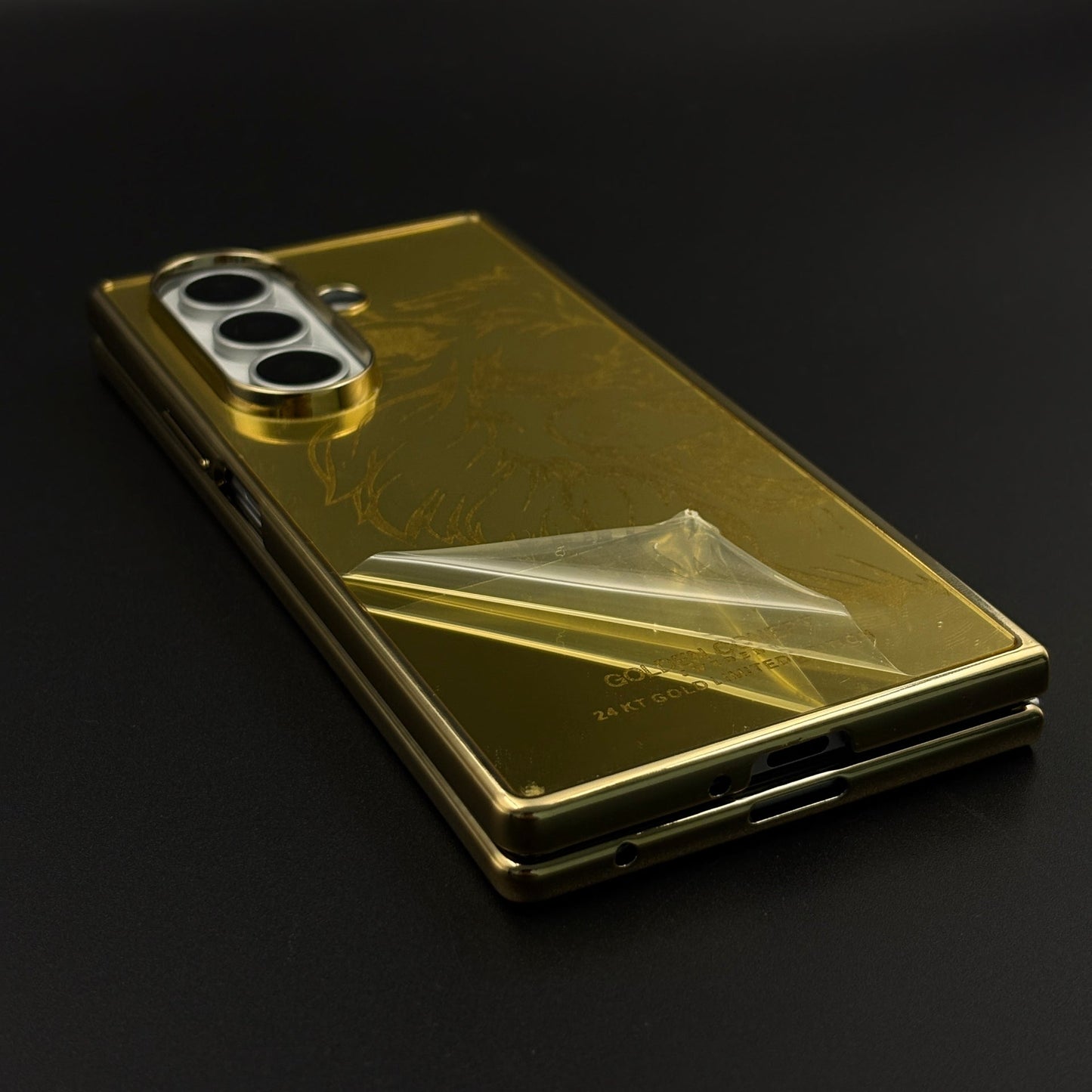 Handcrafted 24K Gold Plated Lion The King Case for Samsung Galaxy Z Fold 8 Ultra | Luxury Limited Edition Cover