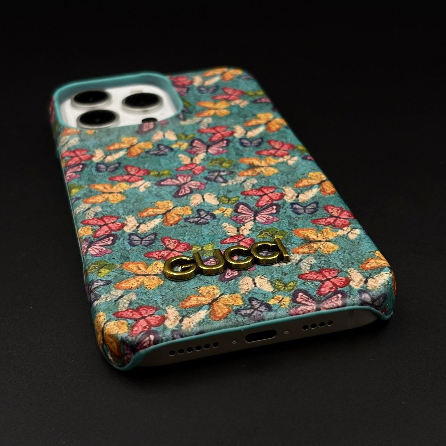 GG Butterfly Pattern Leather Case for iPhone Series | Luxury Designer Shockproof Cover