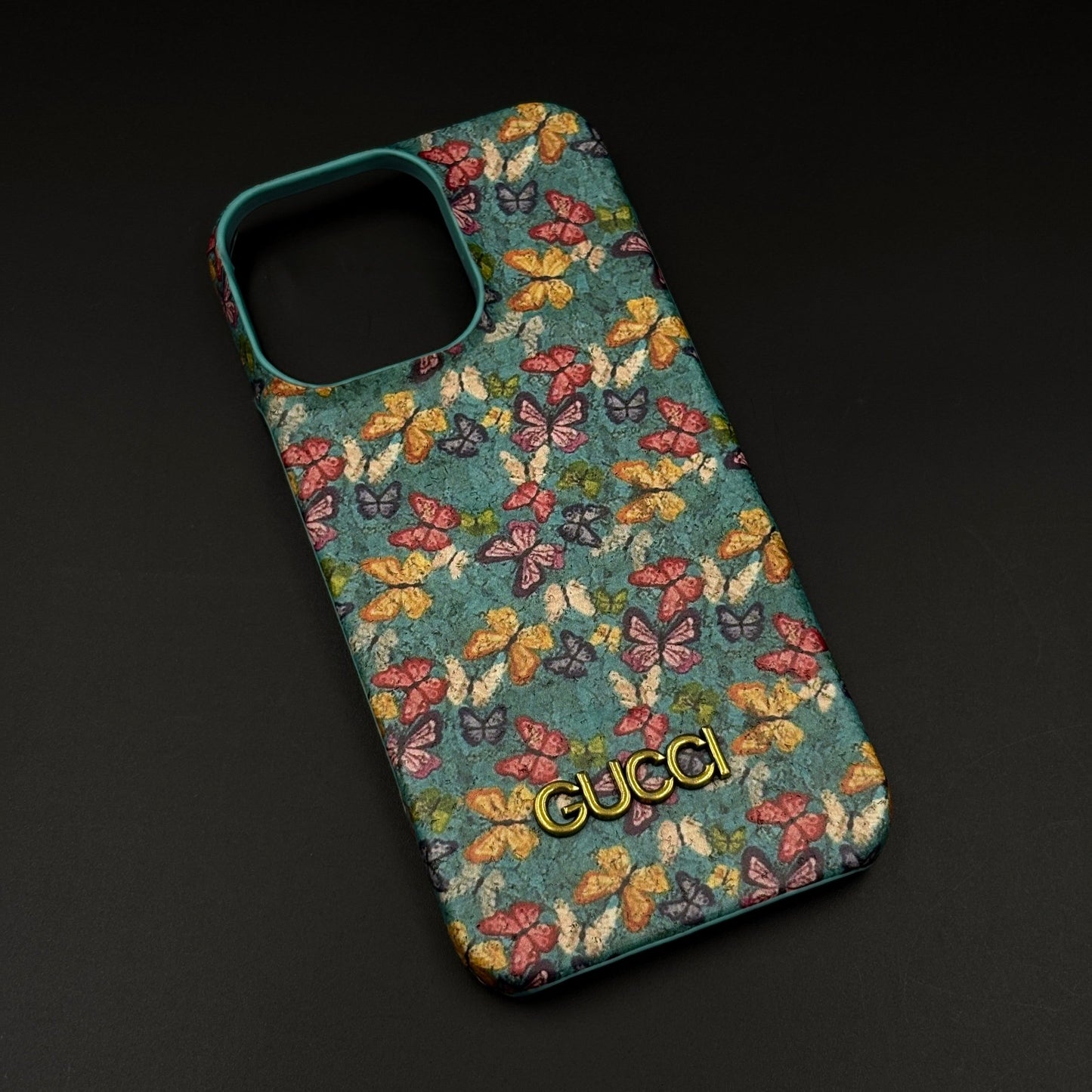 GG Butterfly Pattern Leather Case for iPhone Series | Luxury Designer Shockproof Cover