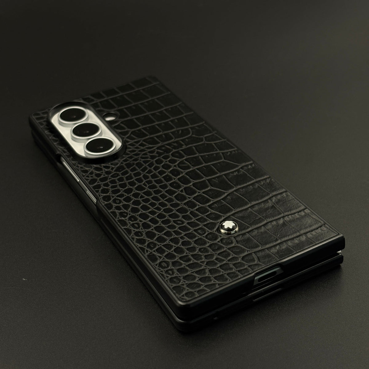 Croc Pattern MB Logo Case for Samsung Galaxy Z Fold 7 | Luxury Embossed Leather Protection