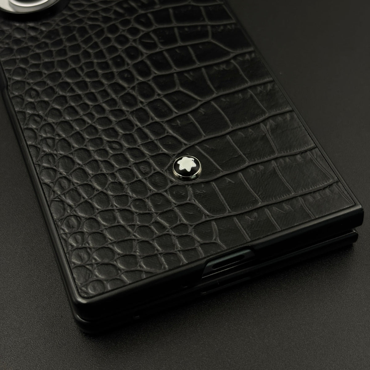 Croc Pattern MB Logo Case for Samsung Galaxy Z Fold 7 | Luxury Embossed Leather Protection
