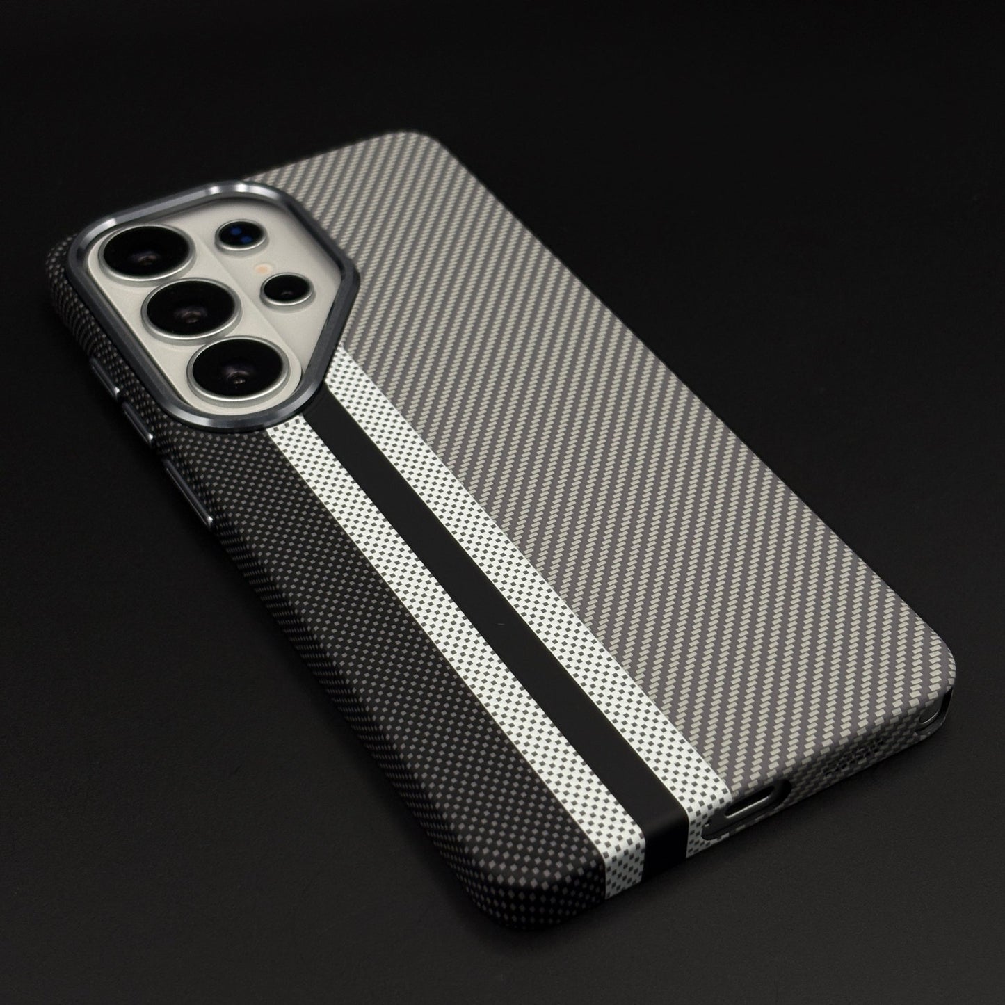 Aramid Texture Case Stripe Pattern Gray for Samsung Galaxy S26 Ultra Carbon Fibre Feel | Hidden MagSafe | Ultra Slim Fit