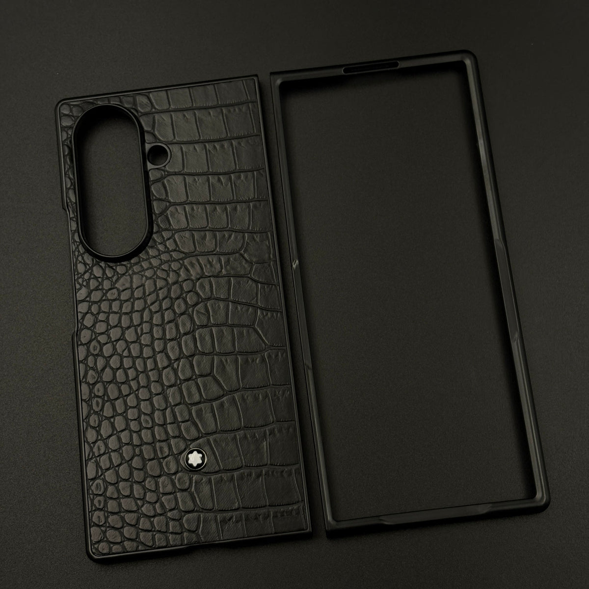 Croc Pattern MB Logo Case for Samsung Galaxy Z Fold 7 | Luxury Embossed Leather Protection