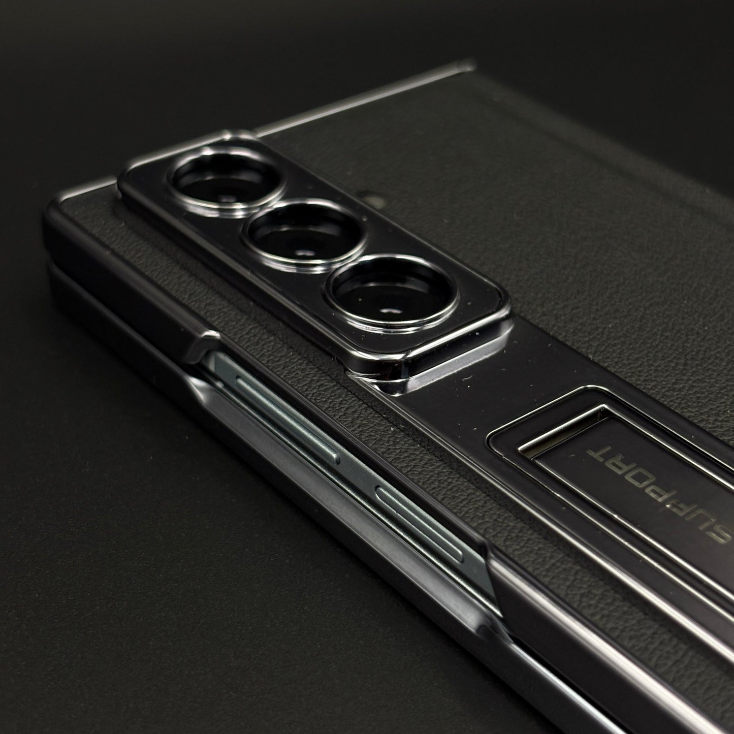 Leather Hinge Protection Kickstand Mobile Case Cover for Samsung Galaxy Z Fold 7 | Front Screen Protector Included
