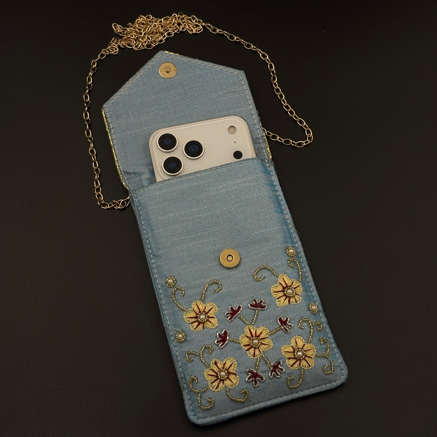 Festive Raksha Bandhan Blue Blossom Vine Universal Mobile Pouch with Sling