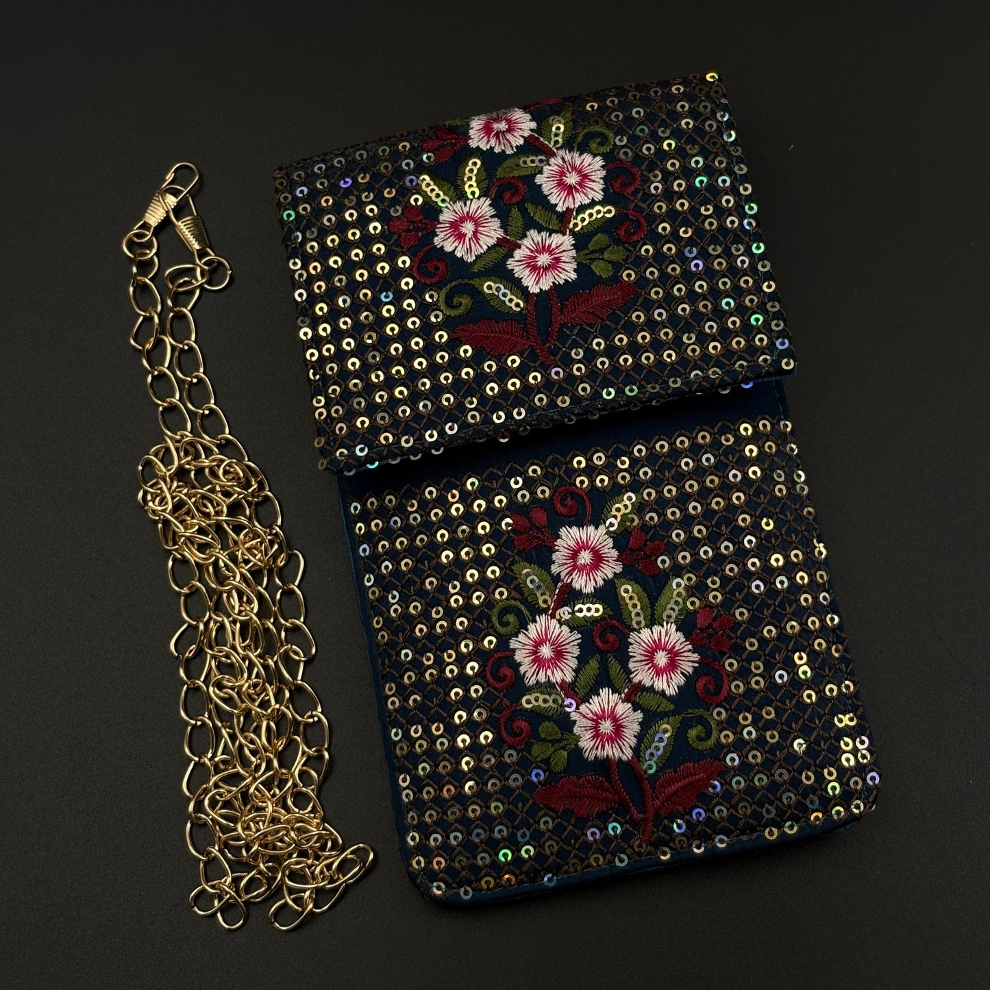 Festive Raksha Bandhan Midnight Bloom Universal Mobile Pouch with Sling