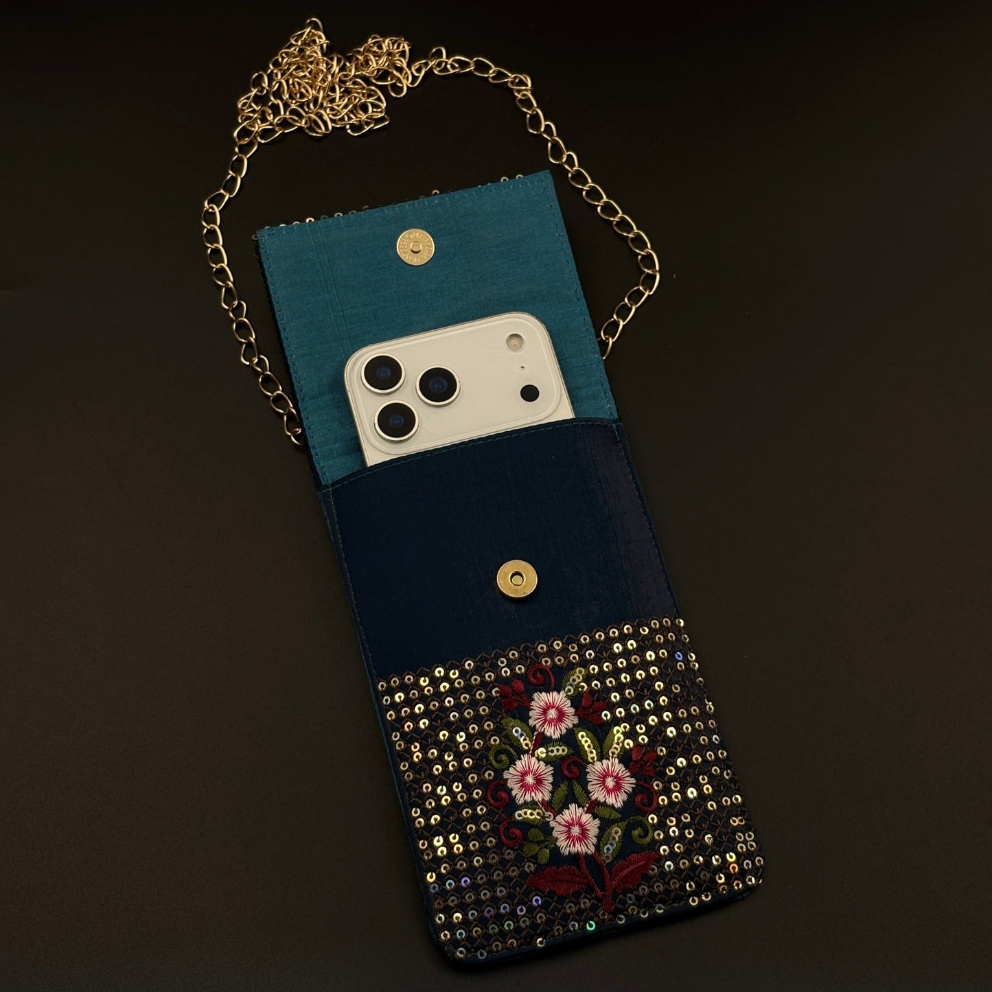 Festive Raksha Bandhan Midnight Bloom Universal Mobile Pouch with Sling