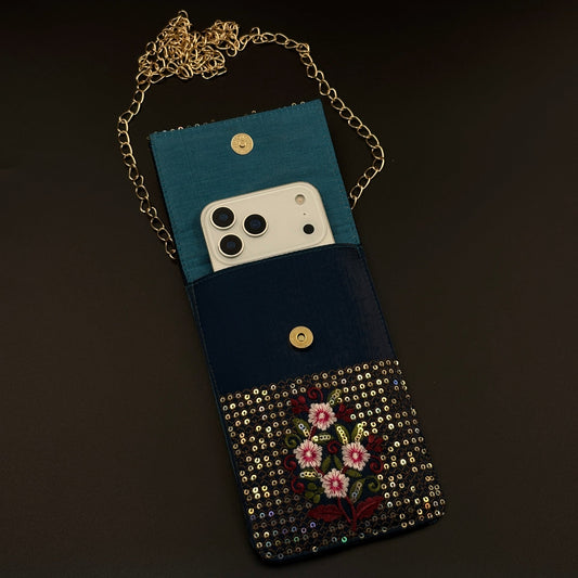 Festive Raksha Bandhan Midnight Bloom Universal Mobile Pouch with Sling