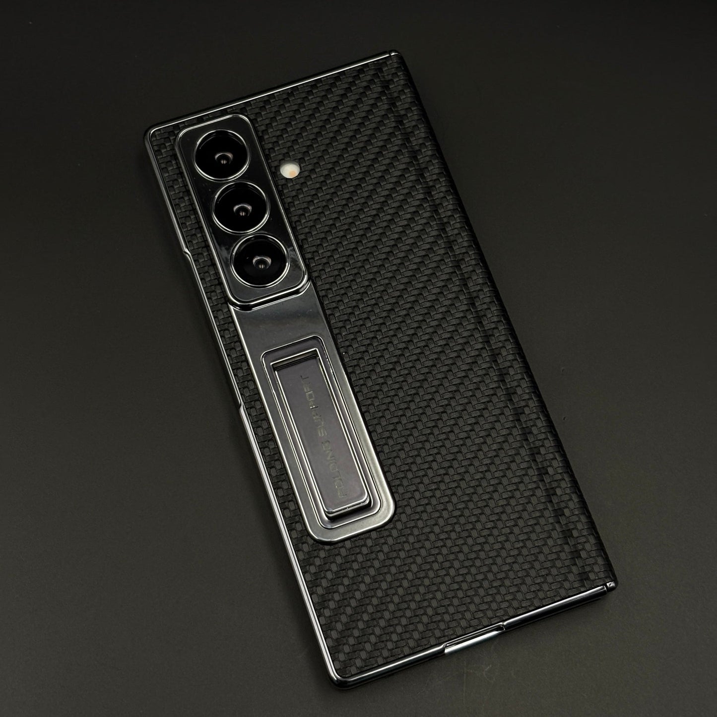 Leather Hinge Protection Kickstand Mobile Case Cover for Samsung Galaxy Z Fold 7 | Front Screen Protector Included