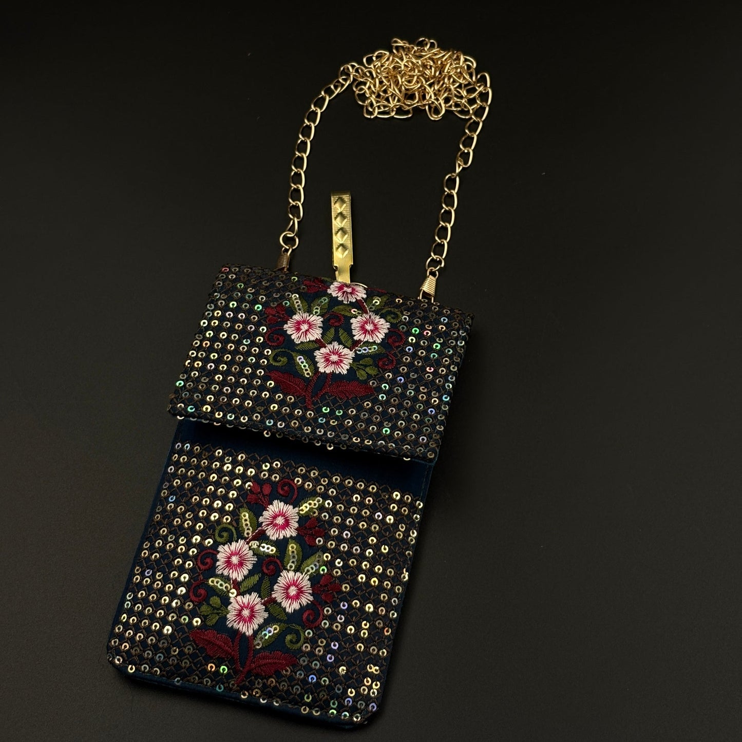 Festive Raksha Bandhan Midnight Bloom Universal Mobile Pouch with Sling