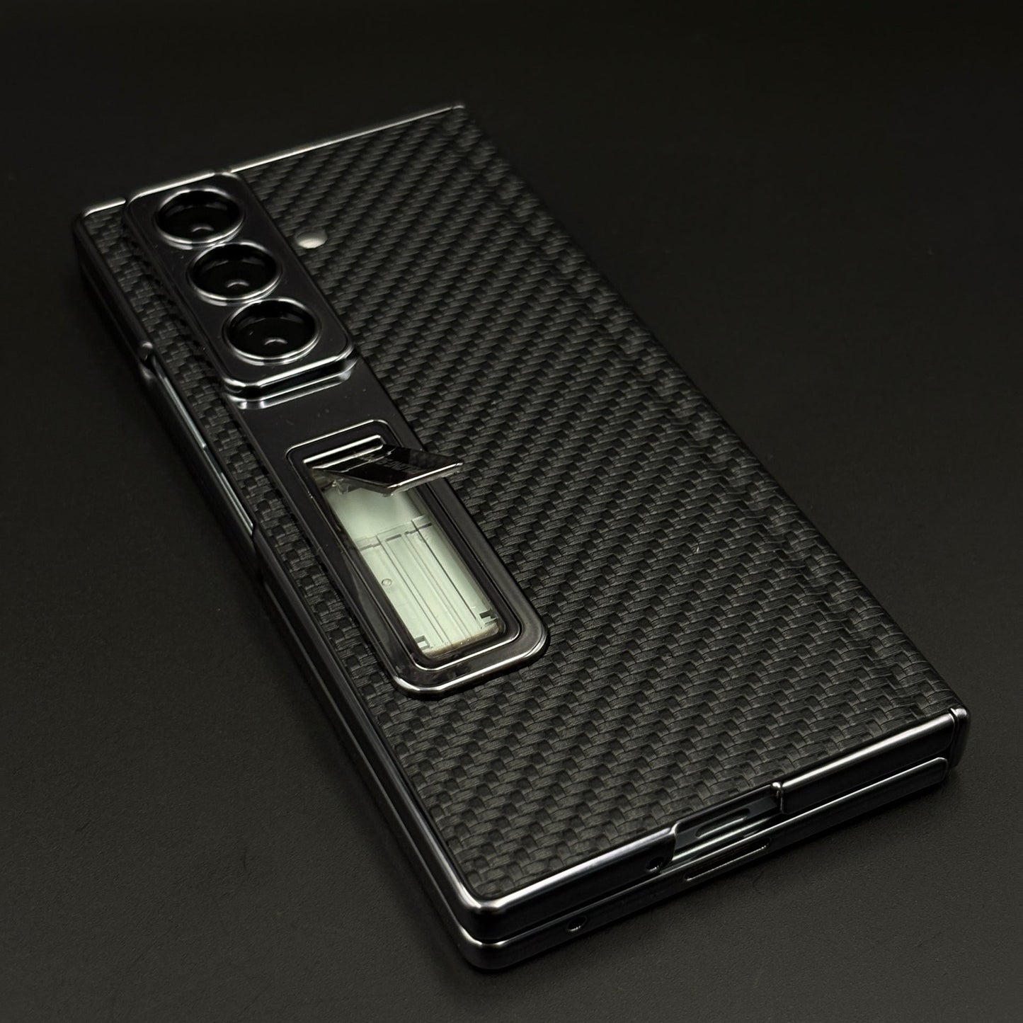 Leather Hinge Protection Kickstand Mobile Case Cover for Samsung Galaxy Z Fold 7 | Front Screen Protector Included