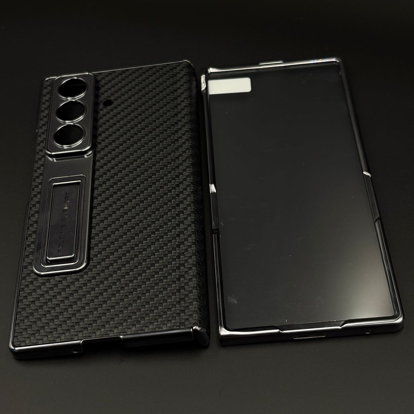 Leather Hinge Protection Kickstand Mobile Case Cover for Samsung Galaxy Z Fold 7 | Front Screen Protector Included