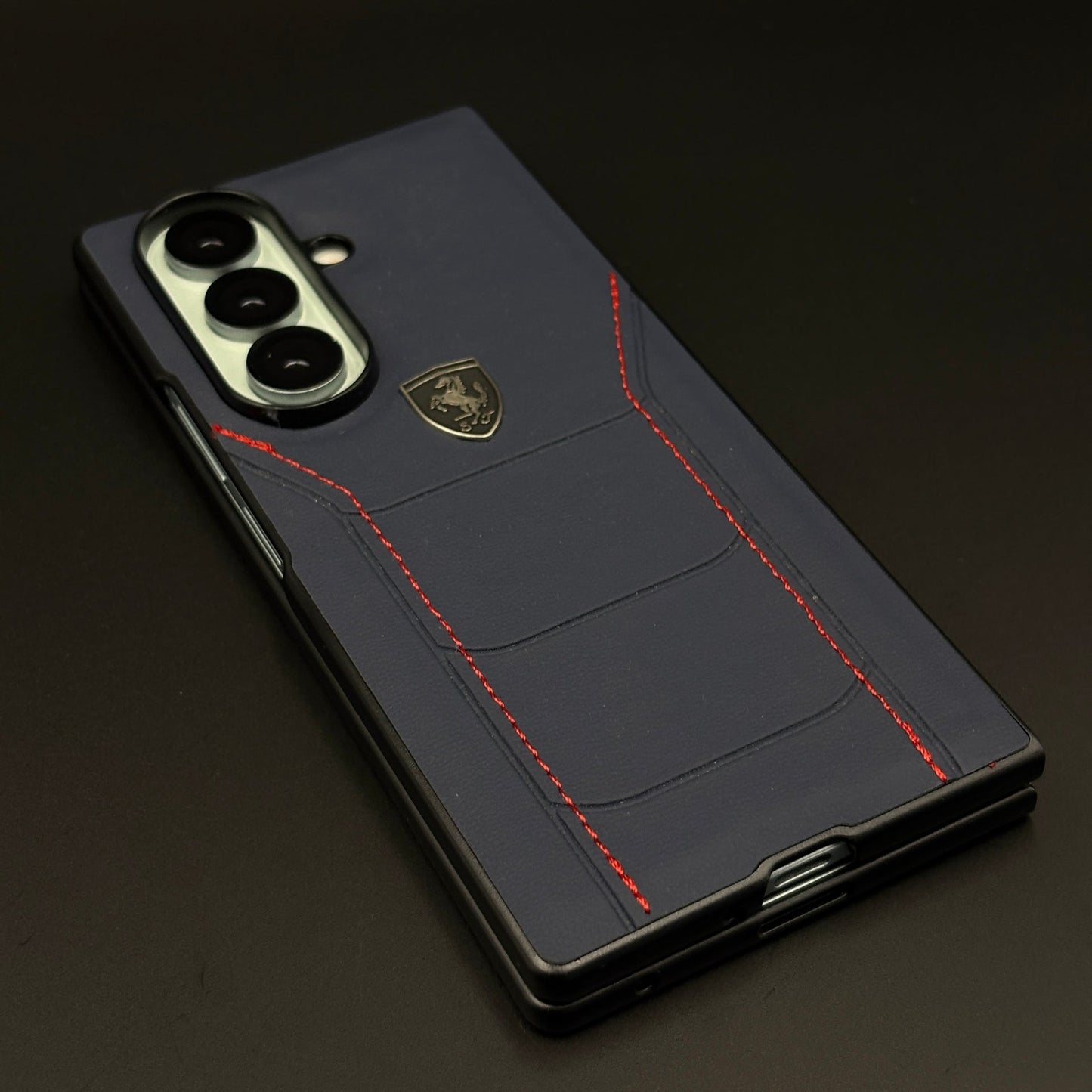 FR Stitched PU Leather Blue Case for Samsung Galaxy Z Fold 7 | Luxury Protective Edition
