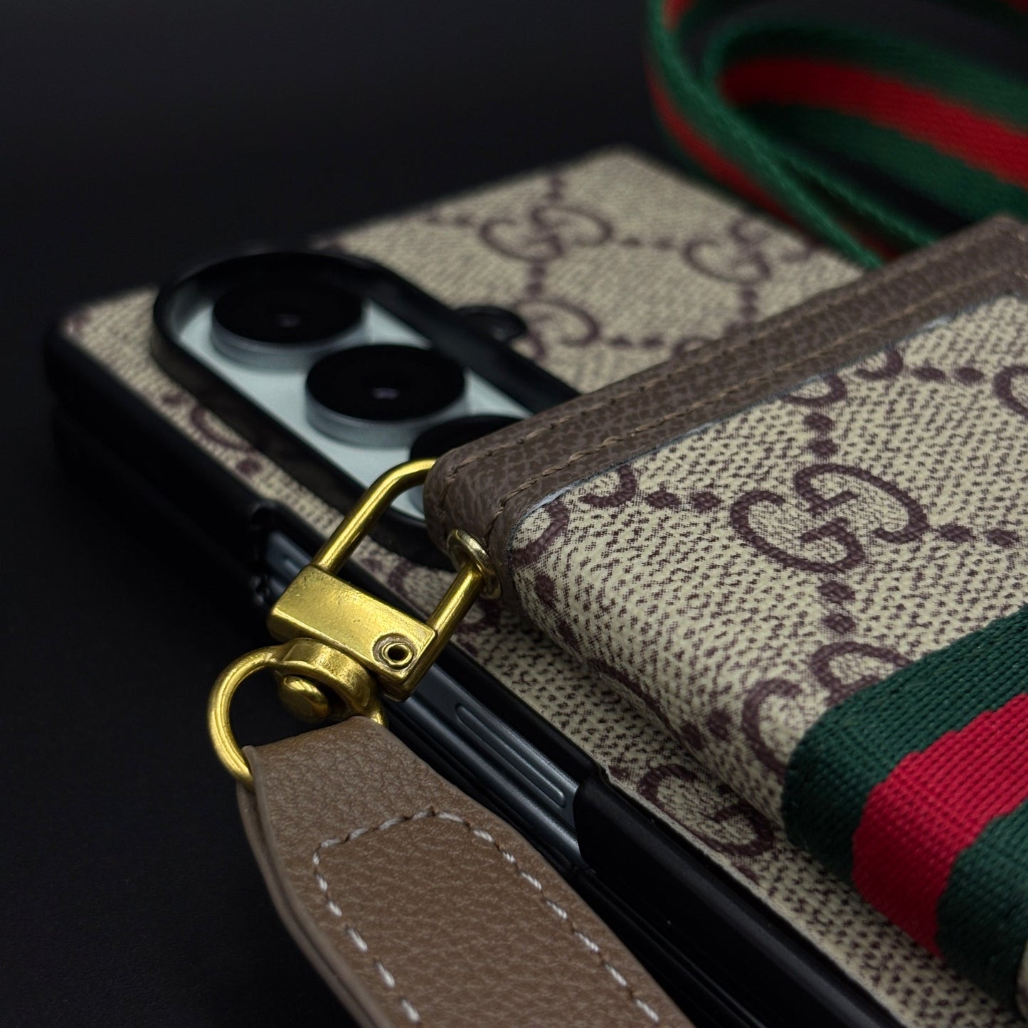 Luxury GG Wallet Case with Sling for Samsung Galaxy Z Fold 8 Ultra | Crossbody Strap | Card Holder