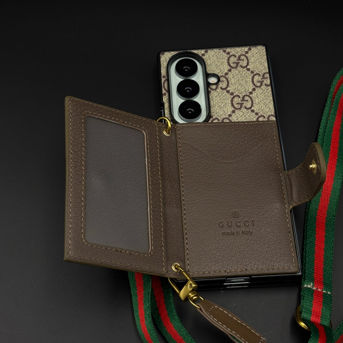 Luxury GG Wallet Case with Sling for Samsung Galaxy Z Fold 7 | Crossbody Strap | Card Holder