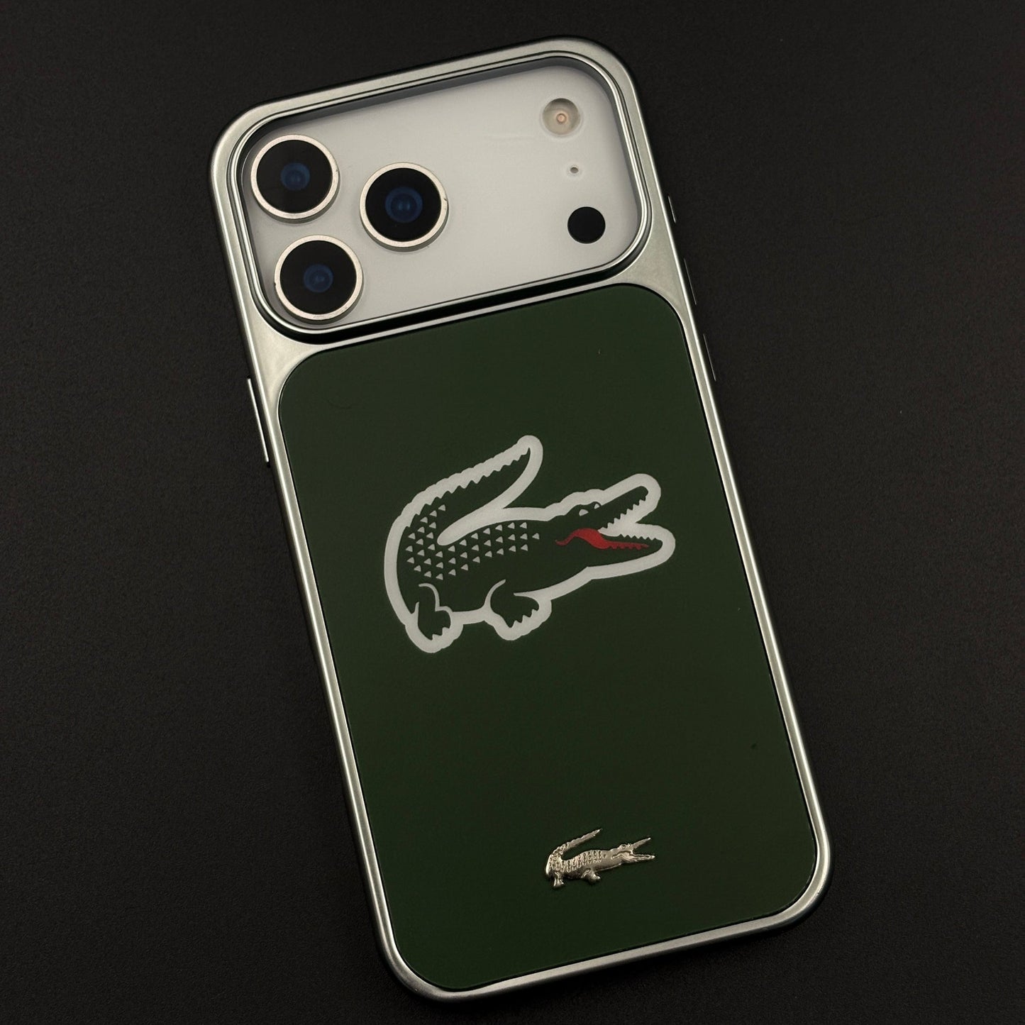 Luxury Lifestyle Brand Croc-Metallic Emblem Case with Metallic Frame for iPhone 17 Series