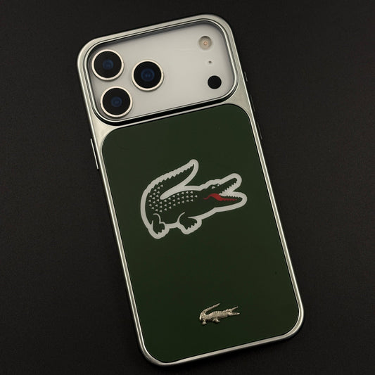 Luxury Lifestyle Brand Croc-Metallic Emblem Case with Metallic Frame for iPhone 17 Series