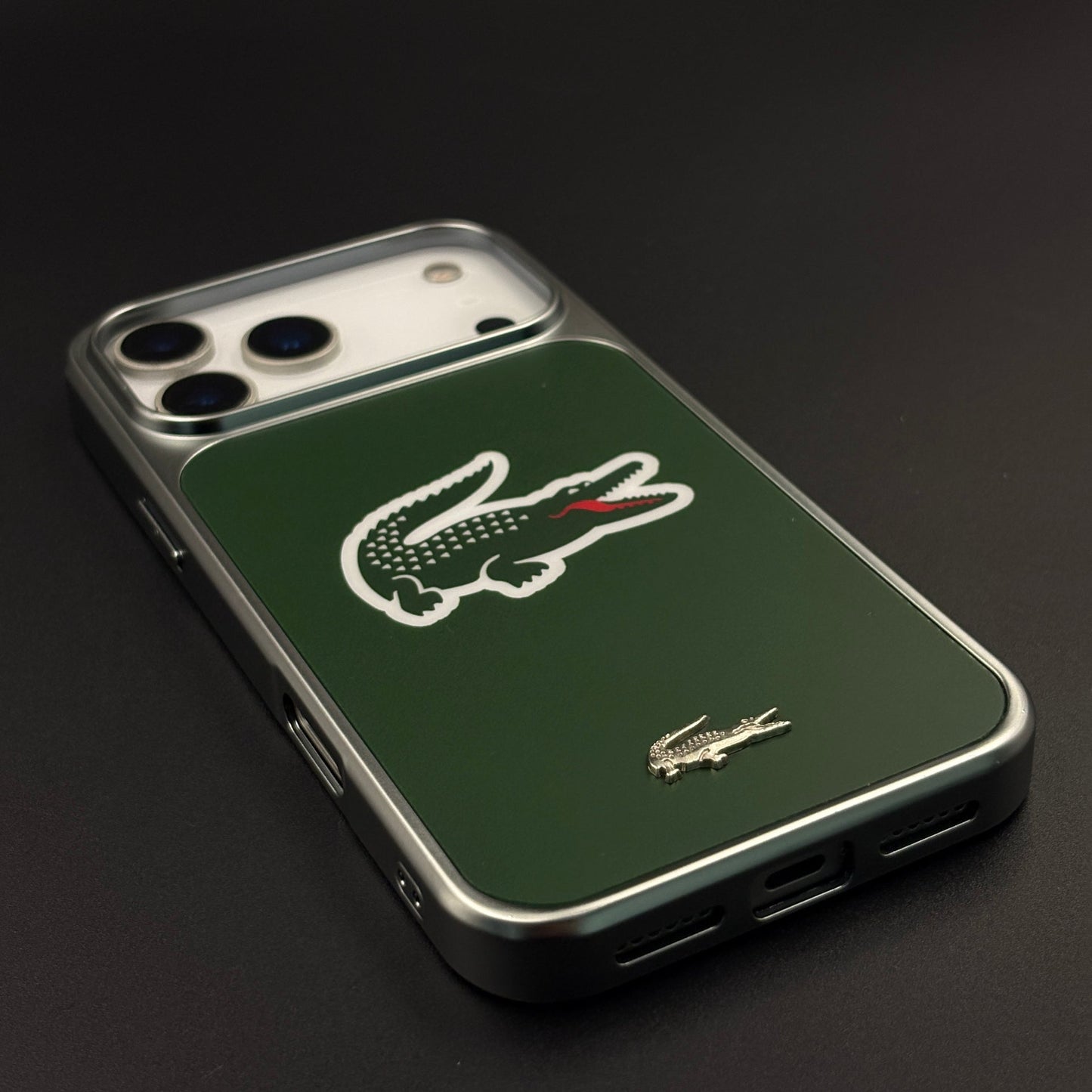 Luxury Lifestyle Brand Croc-Metallic Emblem Case with Metallic Frame for iPhone 17 Series