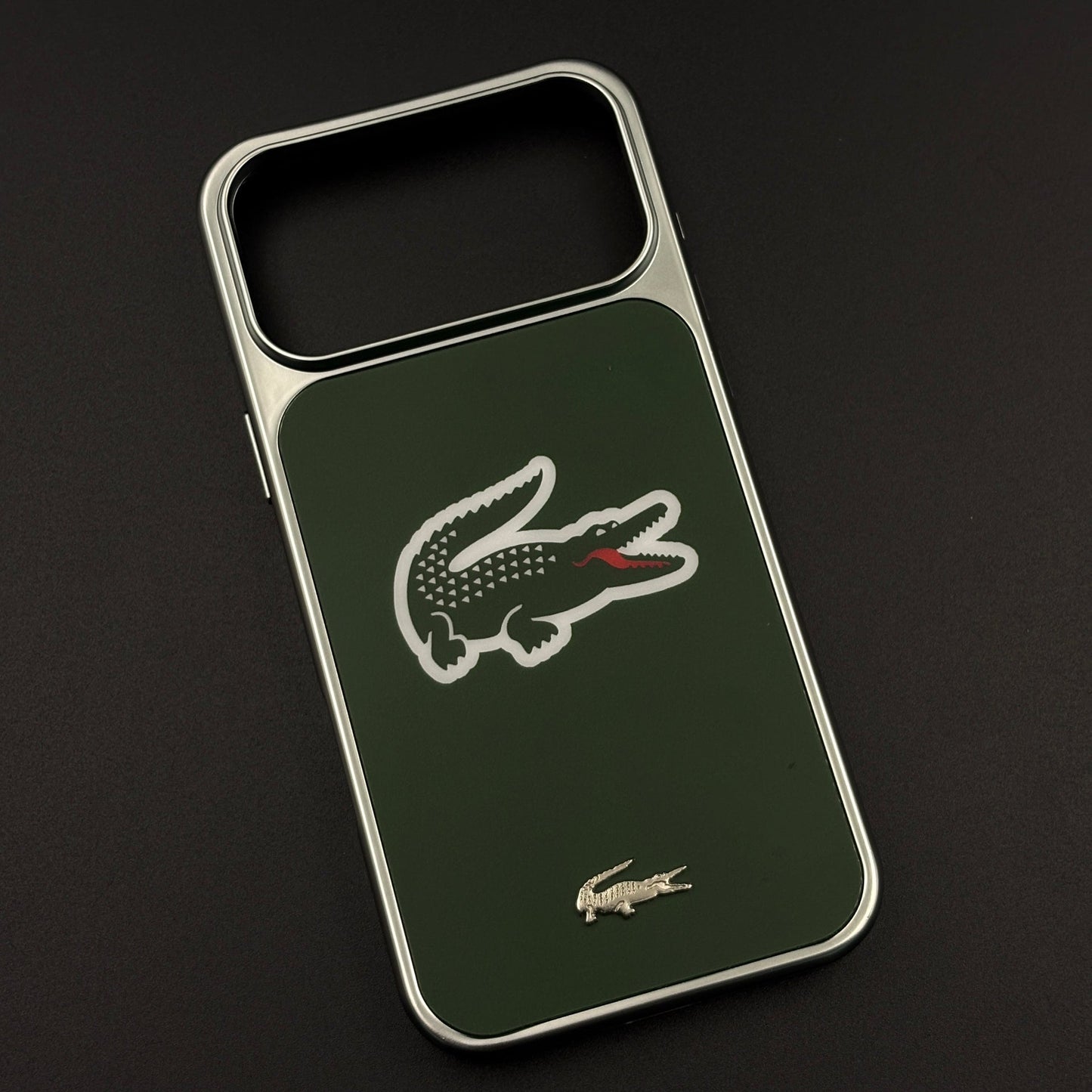 Luxury Lifestyle Brand Croc-Metallic Emblem Case with Metallic Frame for iPhone 17 Series