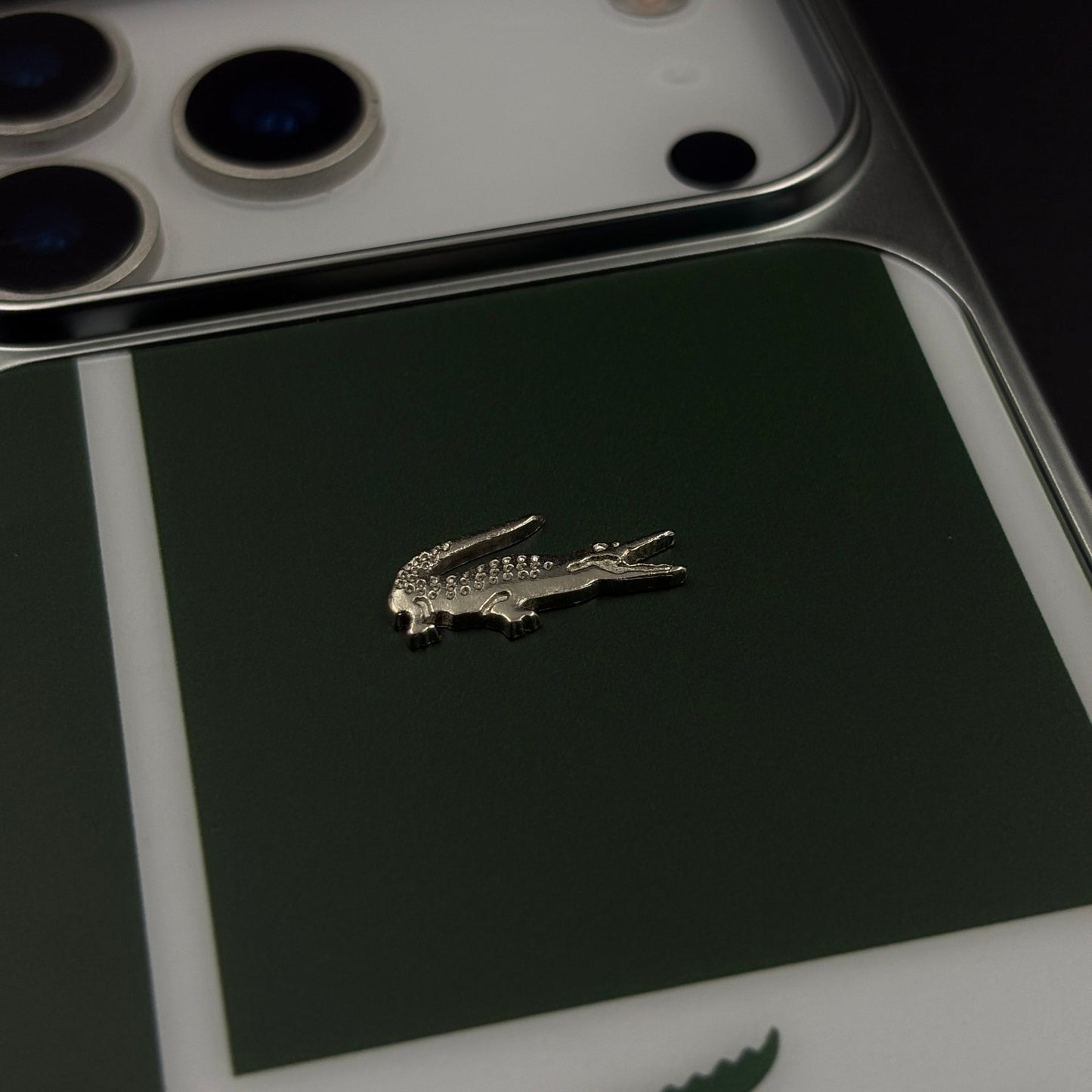Luxury Lifestyle Brand Croc Stripe Case with Metal Emblem for iPhone 17 Series