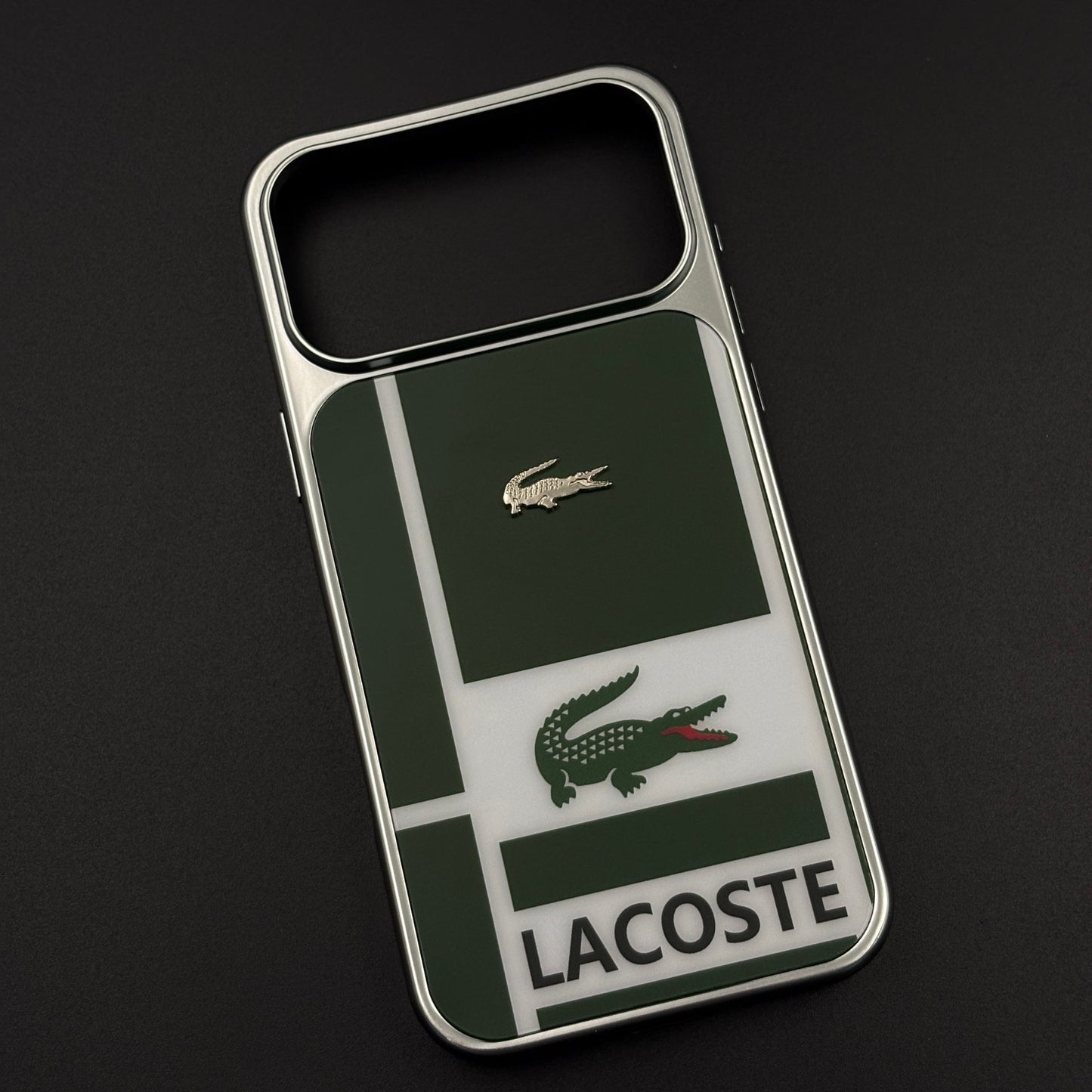 Luxury Lifestyle Brand Croc Stripe Case with Metal Emblem for iPhone 17 Series