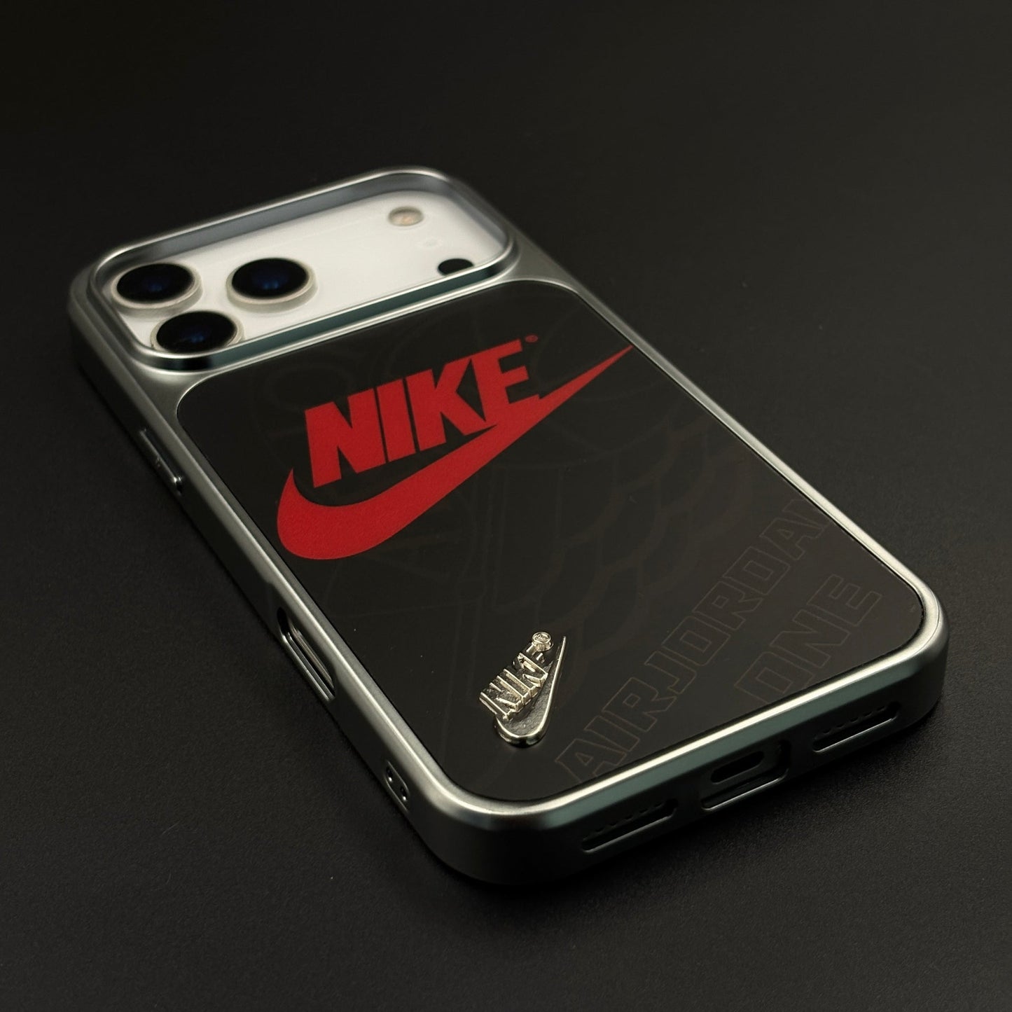 Luxury Sport Brand Black Case with Metallic Emblem for iPhone 17 Series