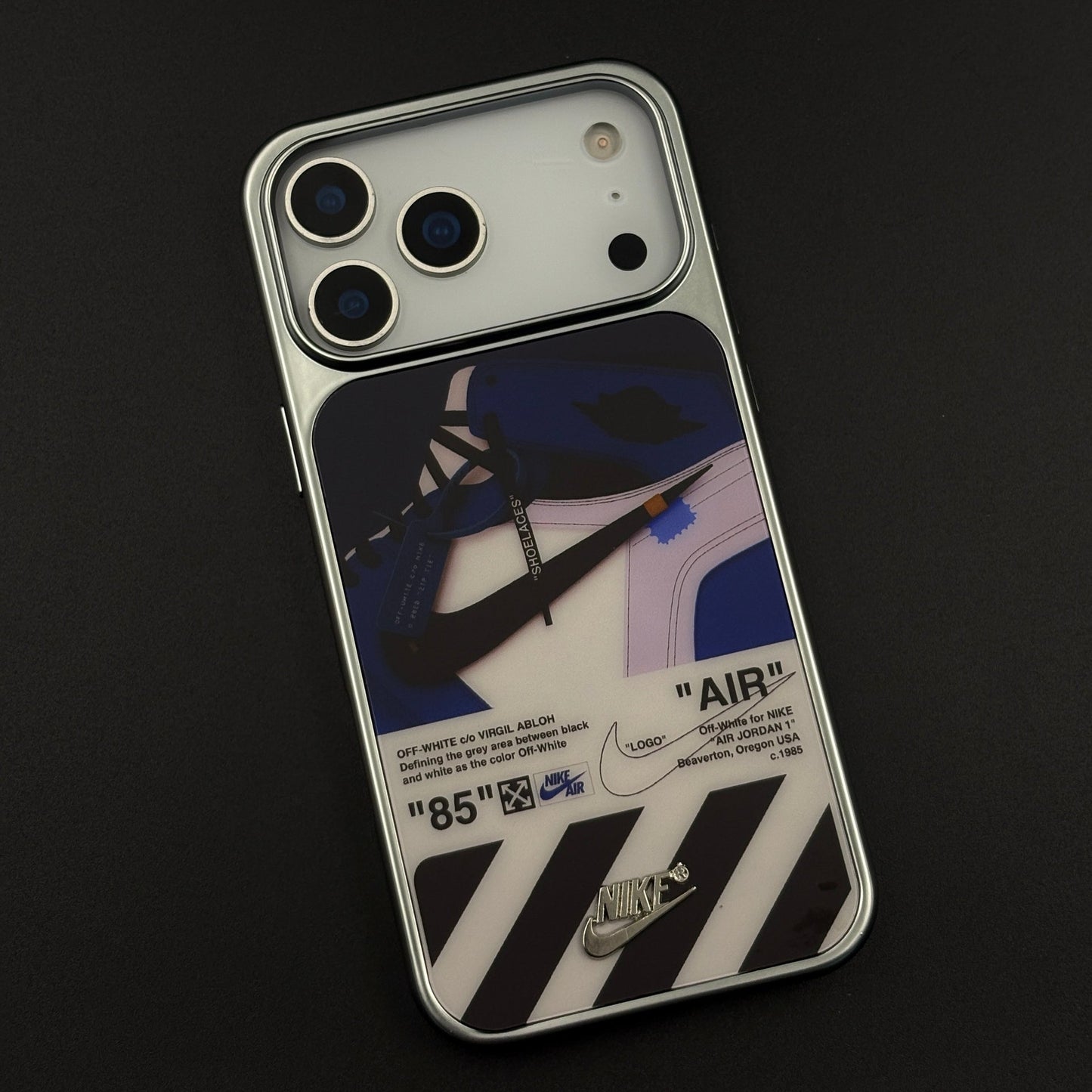 Luxury Sport Brand AIR Graphic Case with Metallic Emblem for iPhone 17 Series