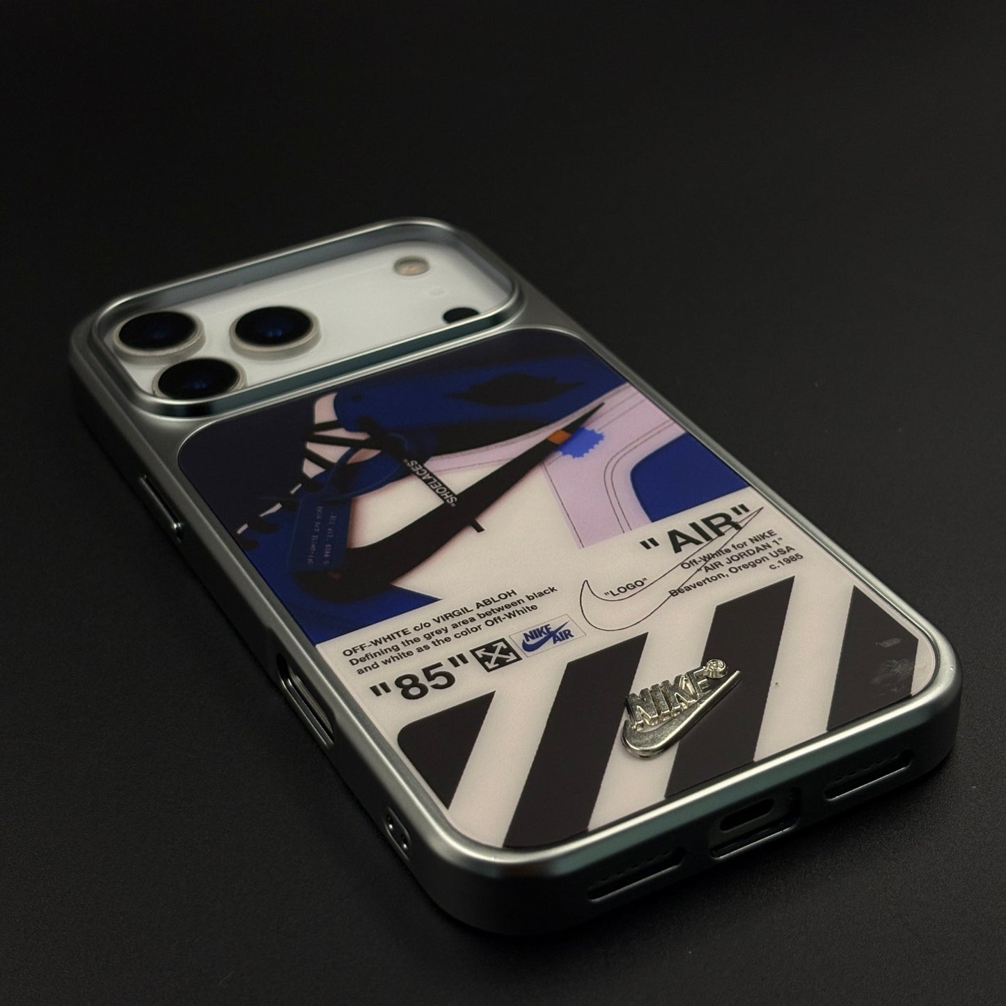 Luxury Sport Brand AIR Graphic Case with Metallic Emblem for iPhone 17 Series