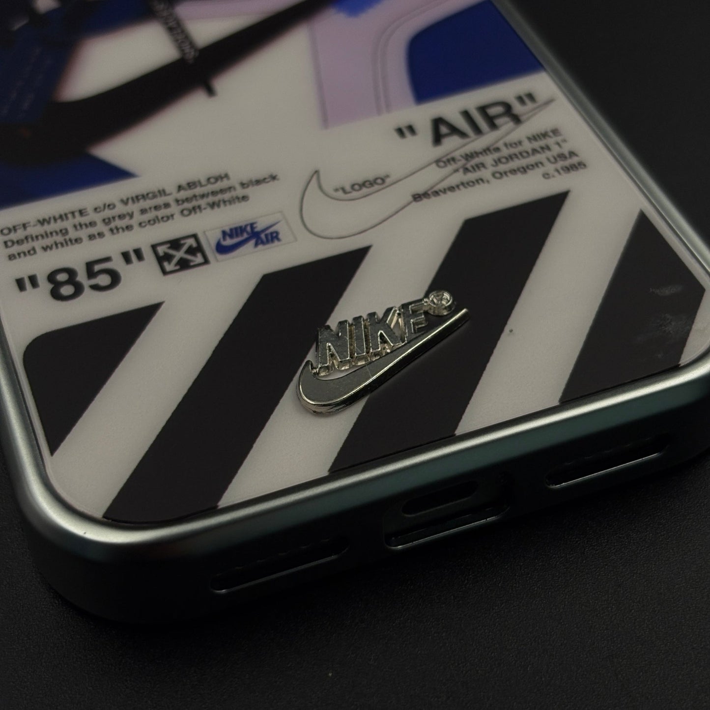 Luxury Sport Brand AIR Graphic Case with Metallic Emblem for iPhone 17 Series