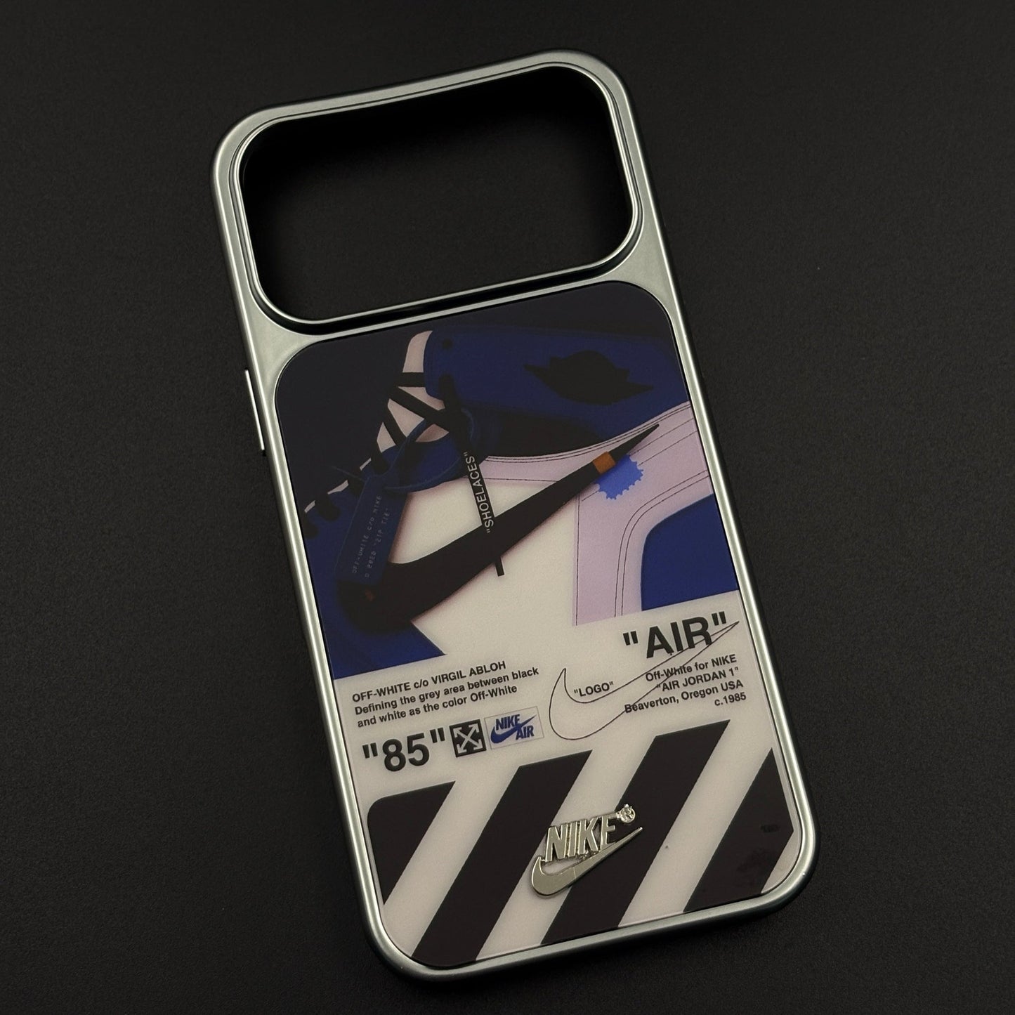 Luxury Sport Brand AIR Graphic Case with Metallic Emblem for iPhone 17 Series